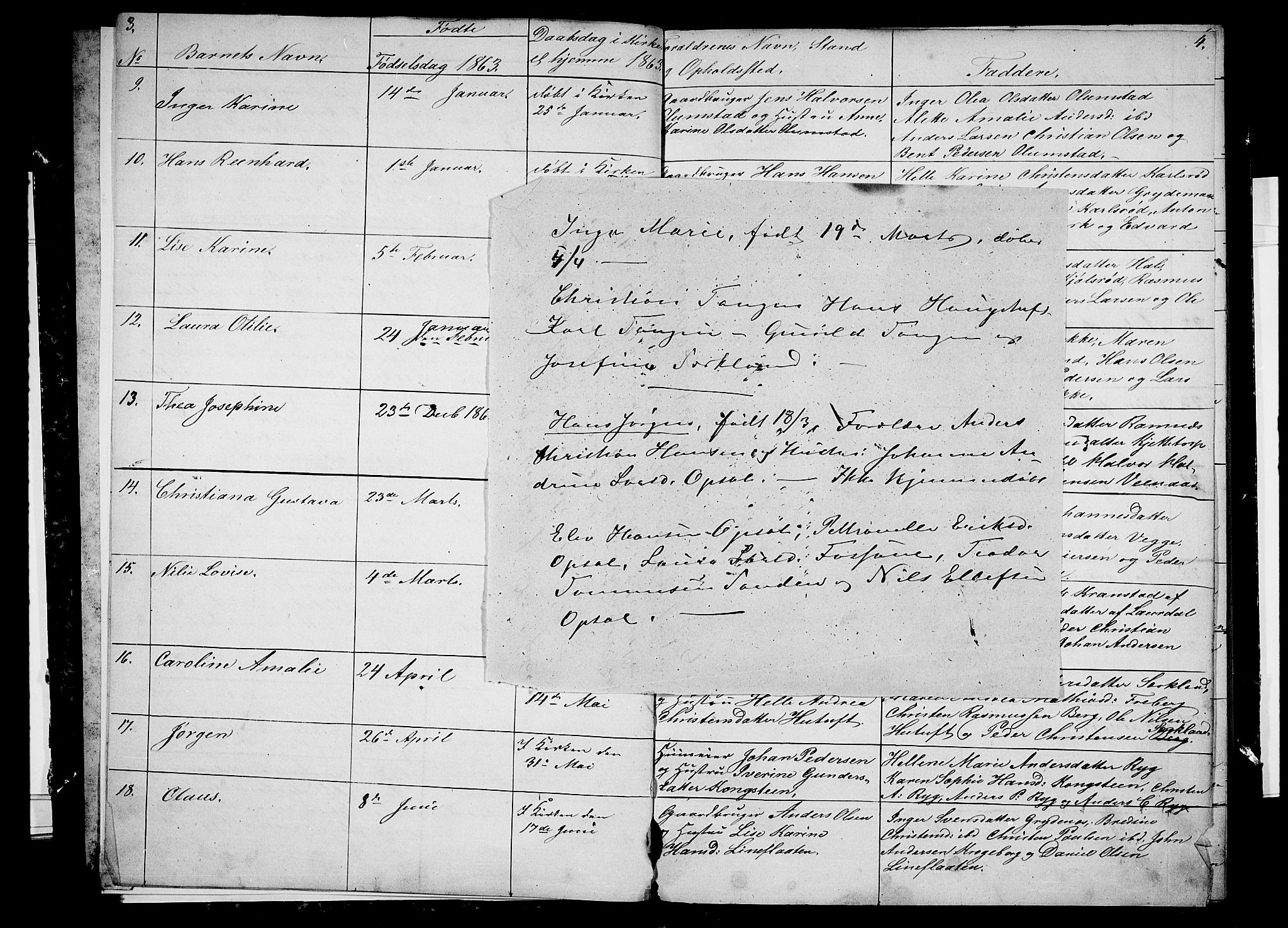 Våle kirkebøker, SAKO/A-334/G/Ga/L0003: Parish register (copy) no. I 3, 1863-1874, p. 3-4