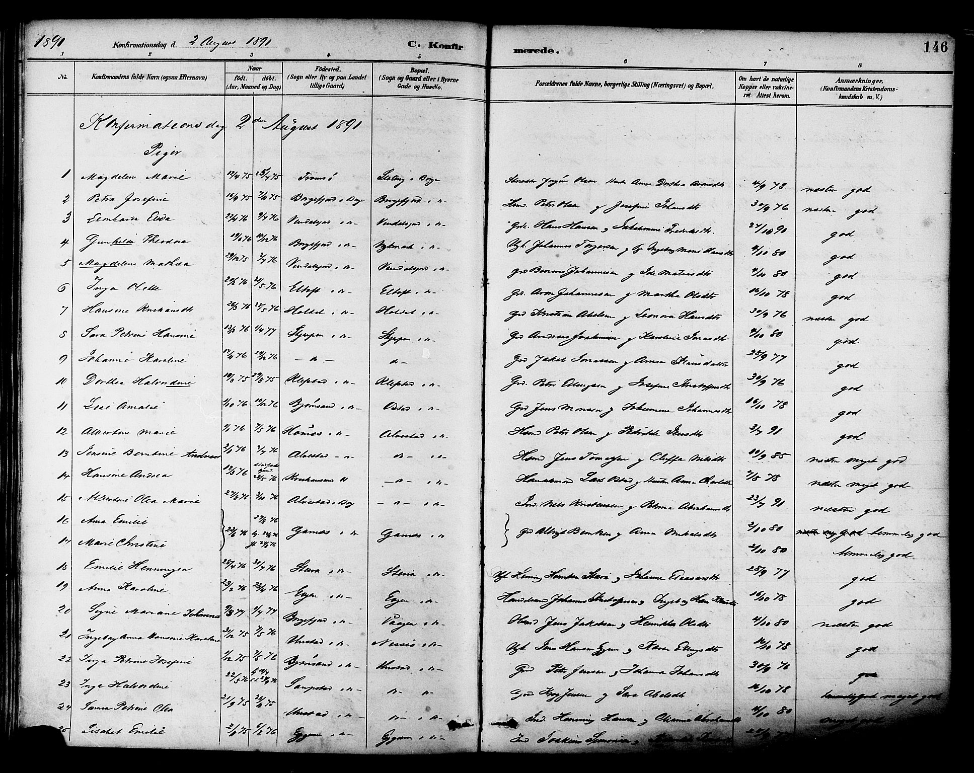 Ministerialprotokoller, klokkerbøker og fødselsregistre - Nordland, AV/SAT-A-1459/880/L1133: Parish register (official) no. 880A07, 1888-1898, p. 146