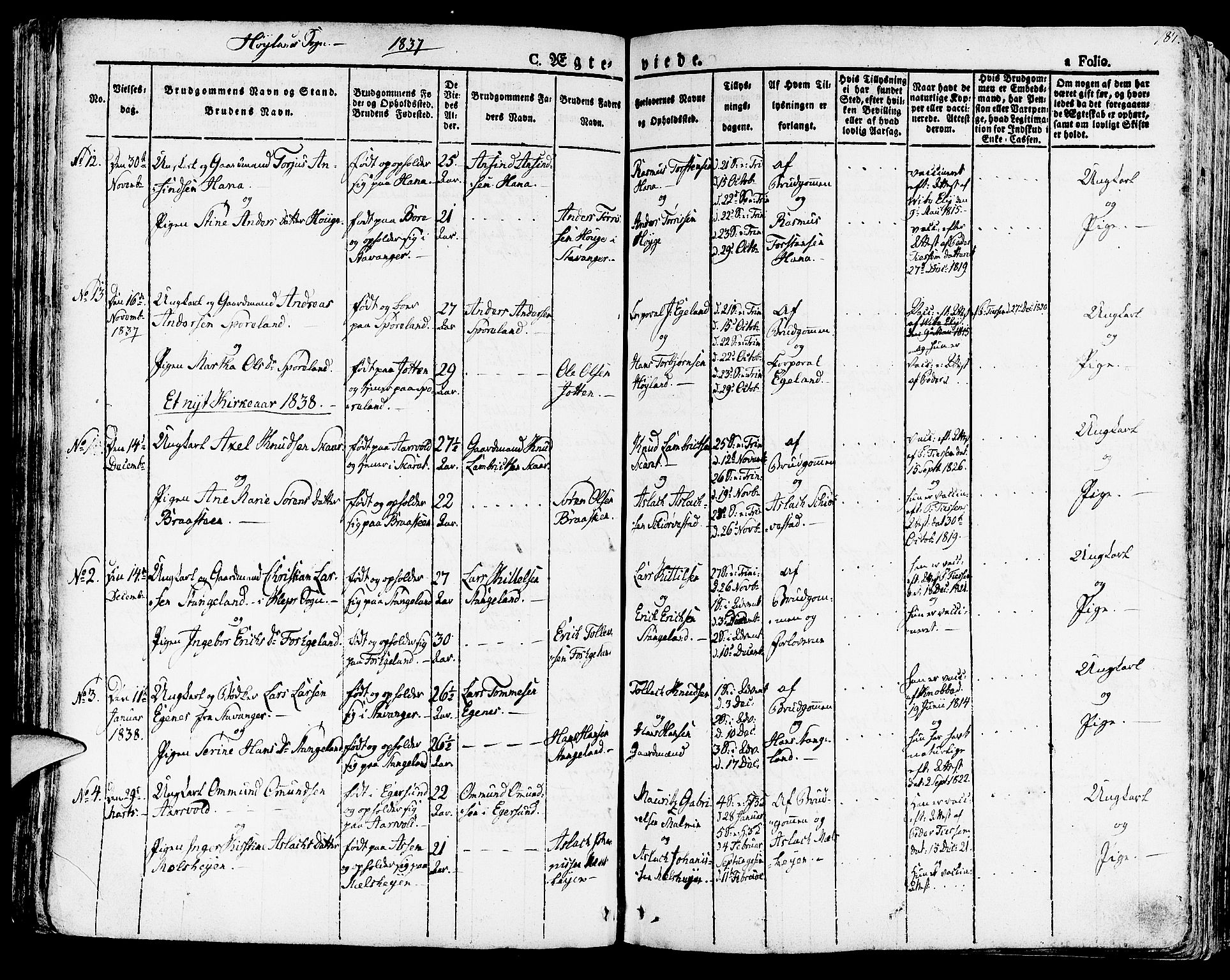 Høyland sokneprestkontor, AV/SAST-A-101799/001/30BA/L0007: Parish register (official) no. A 7 /1, 1825-1841, p. 187