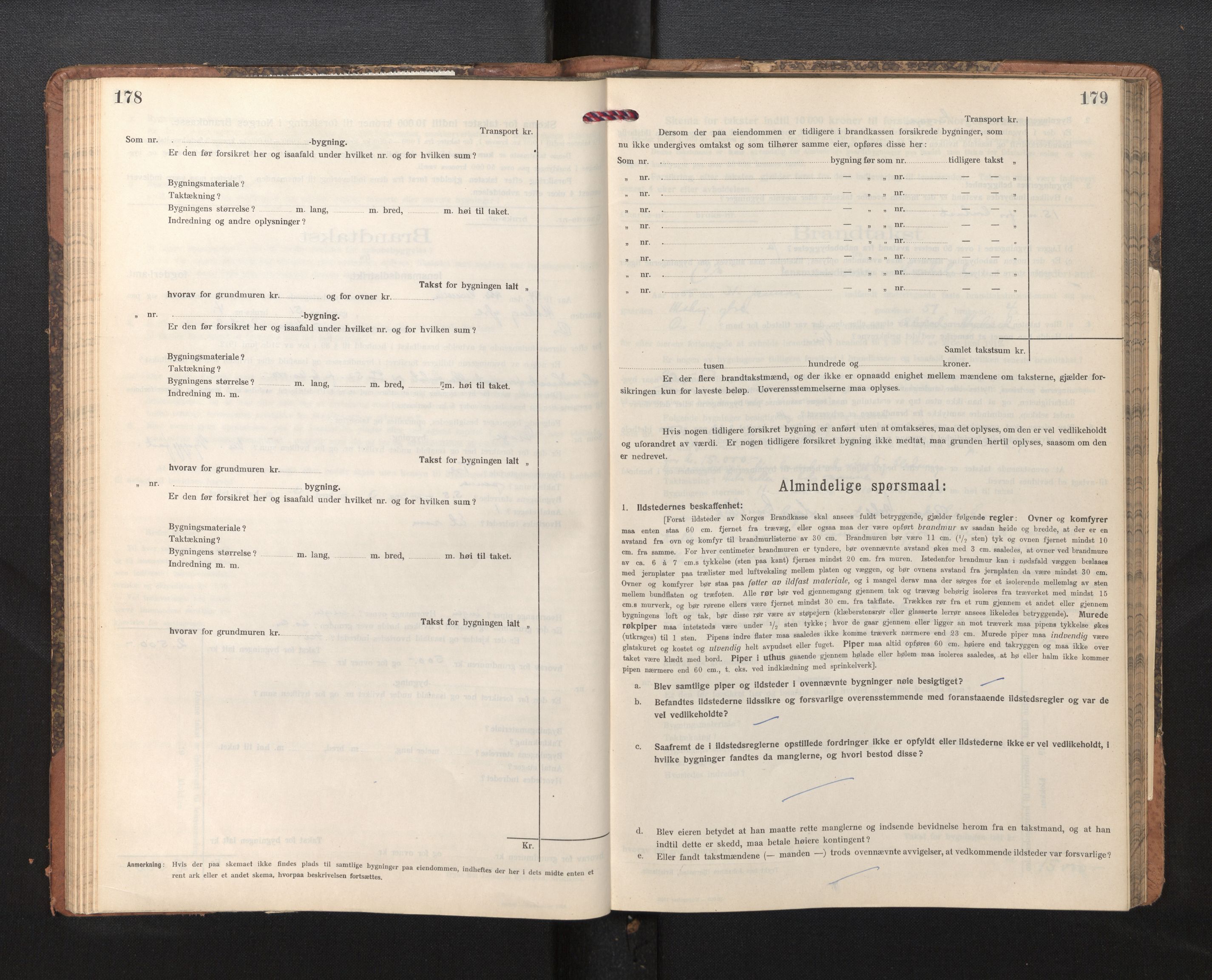 Lensmannen i Os, SAB/A-34101/0012/L0009: Branntakstprotokoll, skjematakst, 1915-1955, p. 178-179