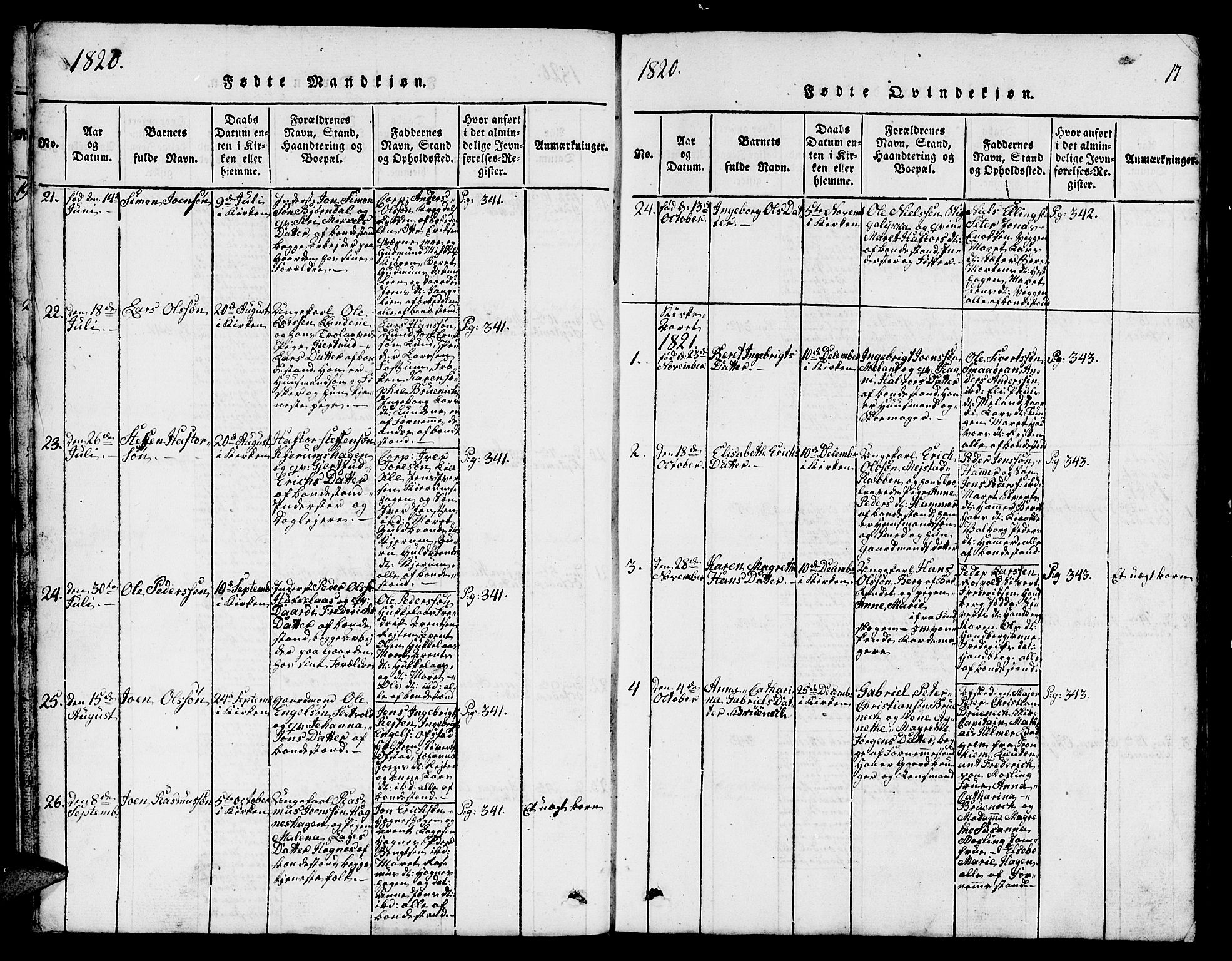 Ministerialprotokoller, klokkerbøker og fødselsregistre - Sør-Trøndelag, SAT/A-1456/665/L0776: Parish register (copy) no. 665C01, 1817-1837, p. 17