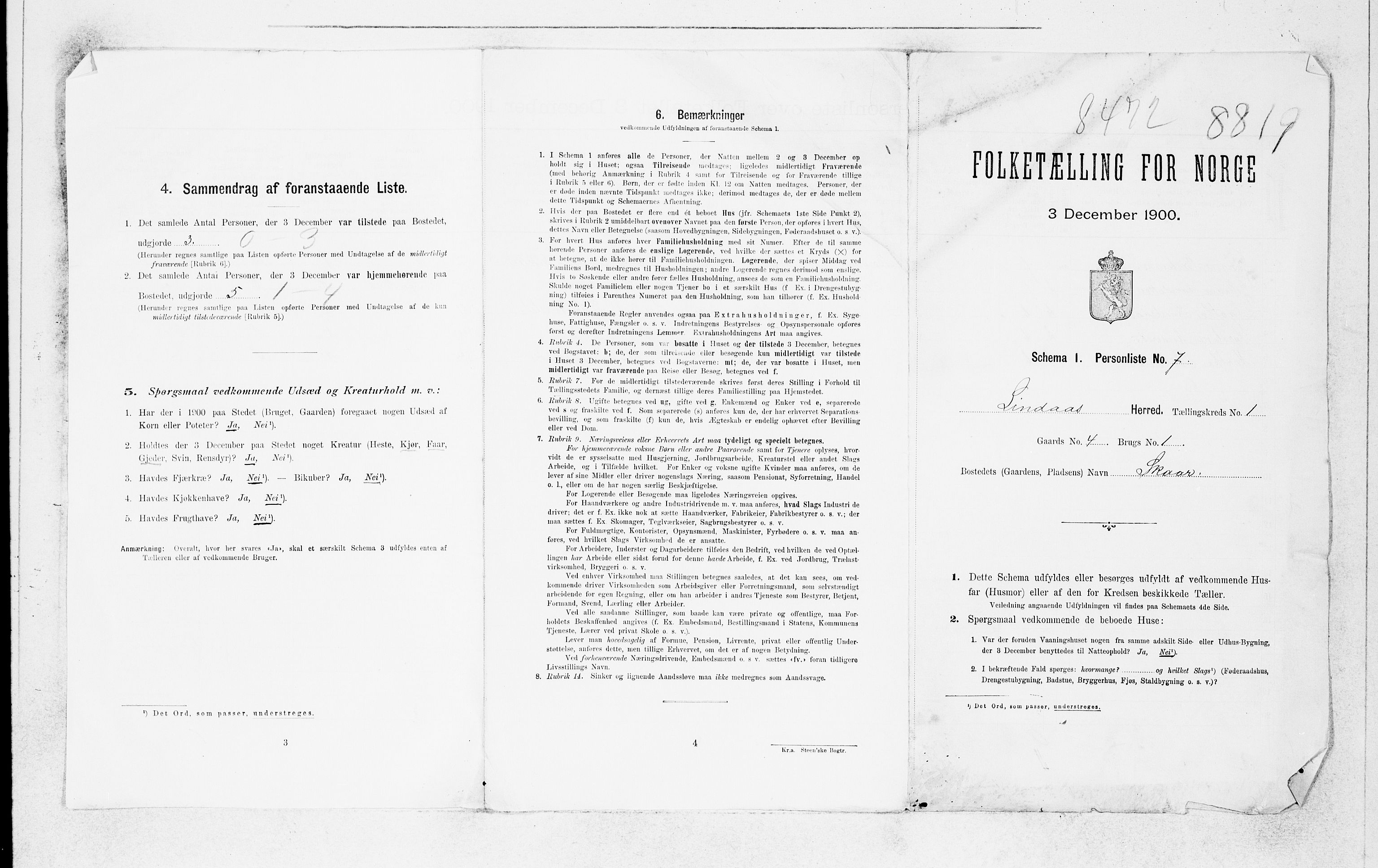 SAB, 1900 census for Lindås, 1900, p. 56