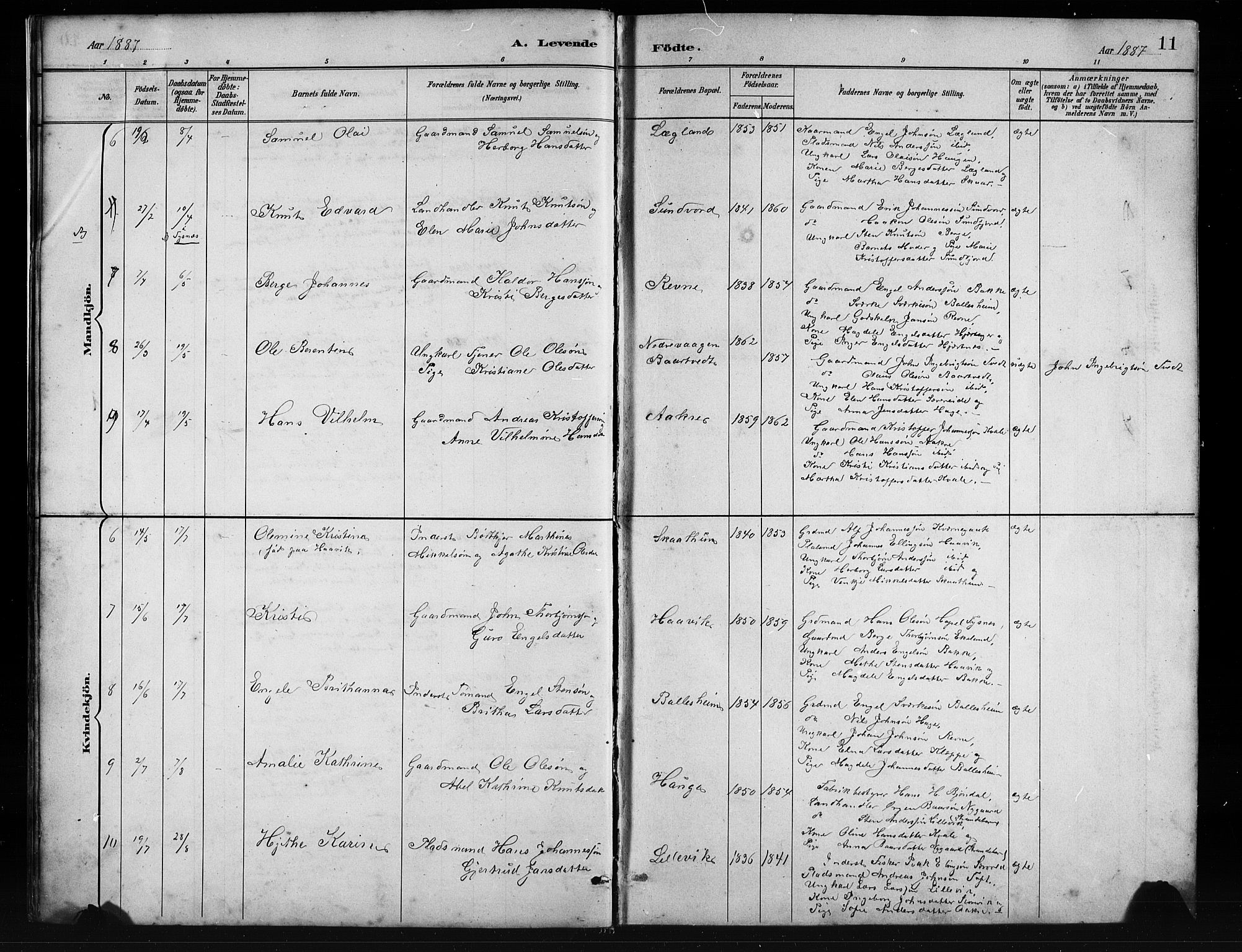 Fusa sokneprestembete, AV/SAB-A-75401/H/Hab: Parish register (copy) no. C 2, 1886-1926, p. 11