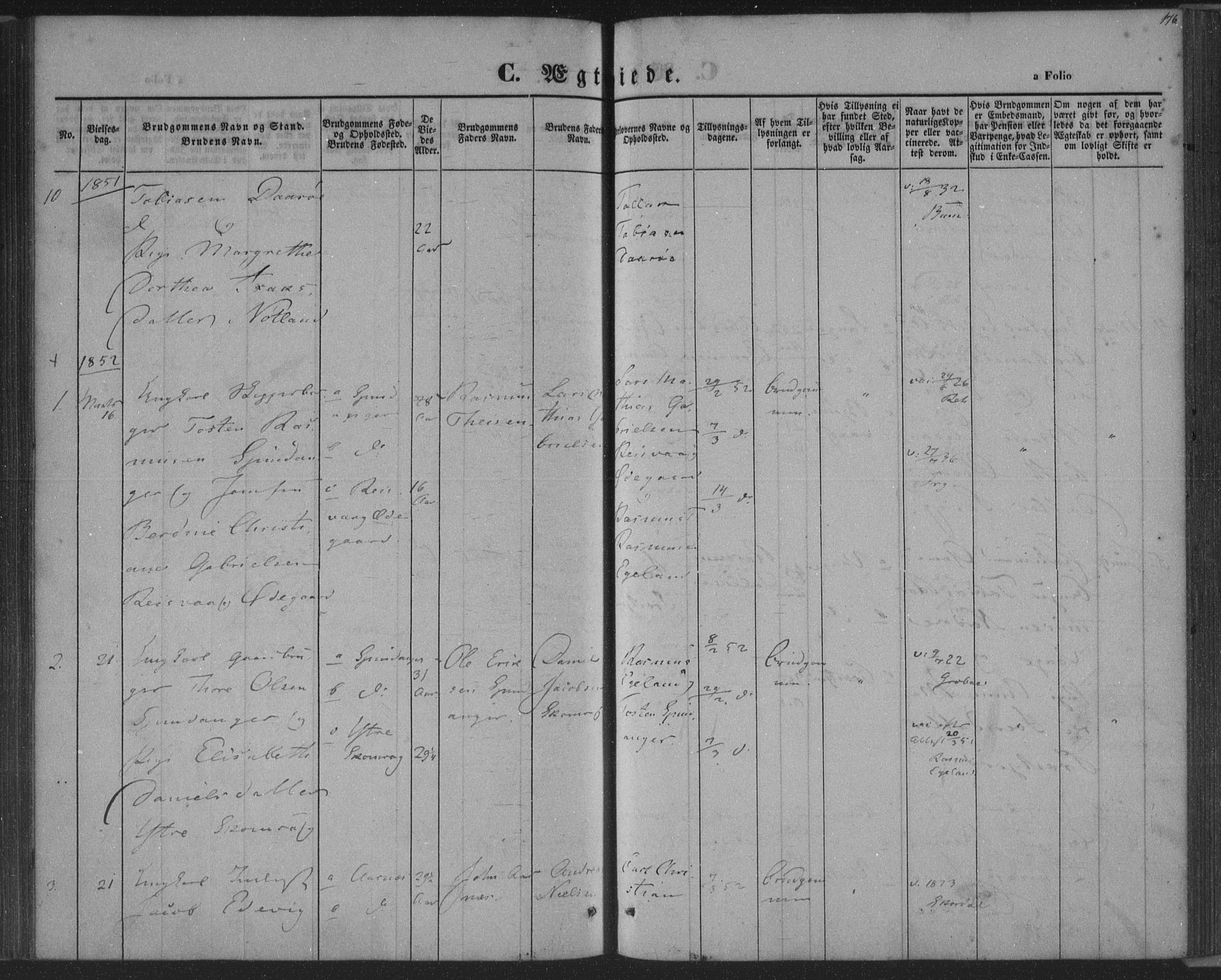 Herad sokneprestkontor, SAK/1111-0018/F/Fa/Fab/L0003: Parish register (official) no. A 3, 1844-1853, p. 176