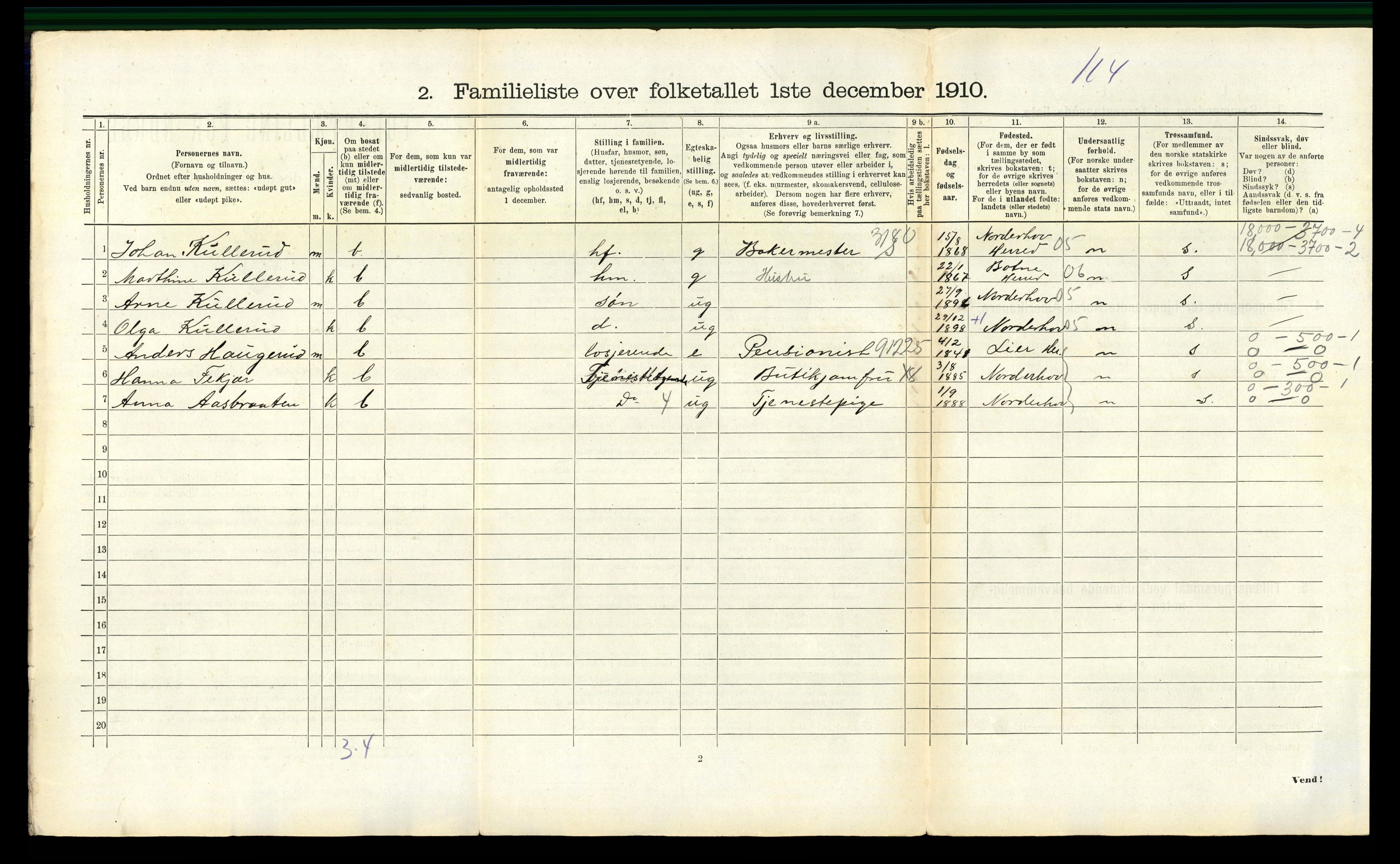 RA, 1910 census for Hønefoss, 1910, p. 732