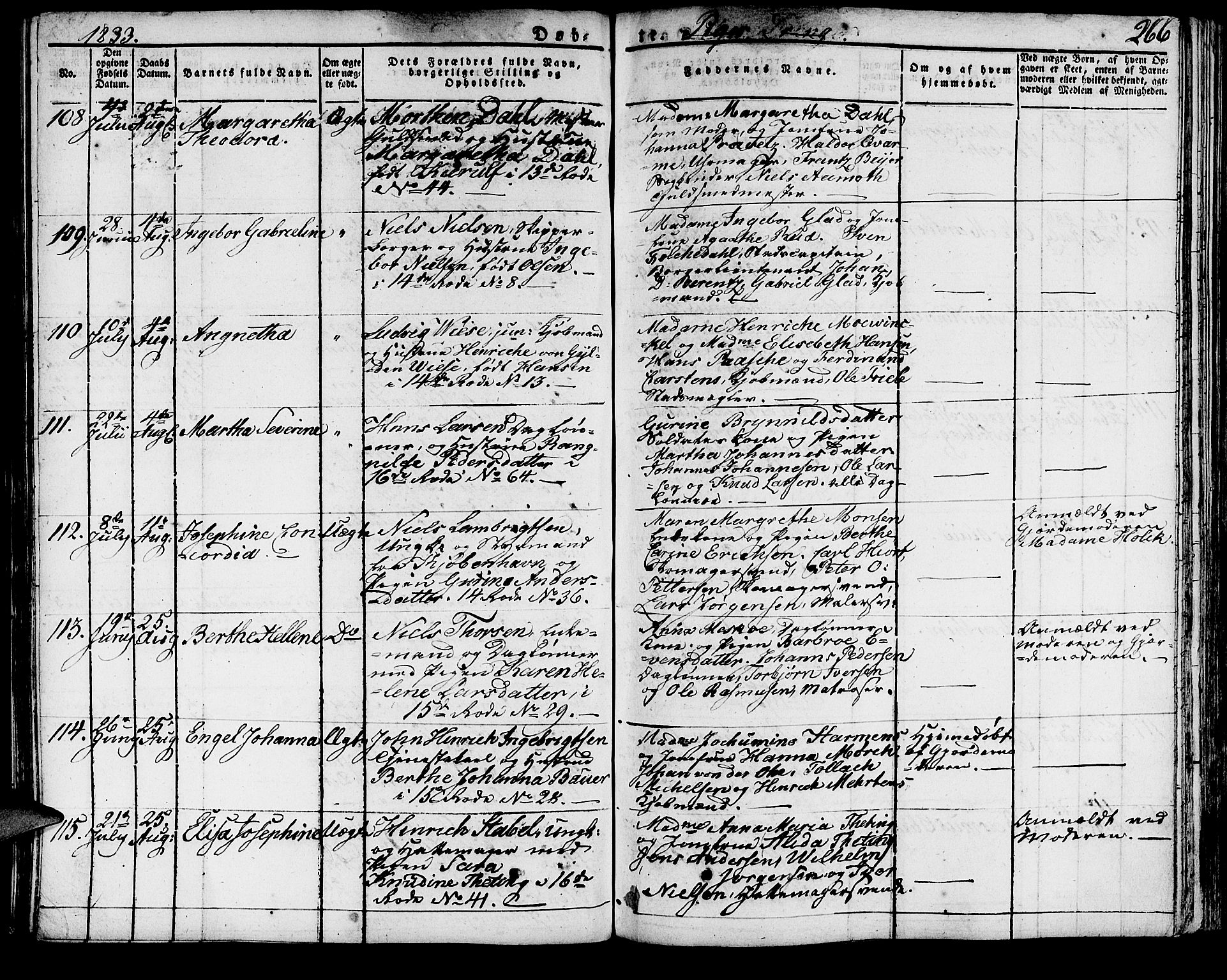 Domkirken sokneprestembete, SAB/A-74801/H/Haa/L0012: Parish register (official) no. A 12, 1821-1840, p. 266