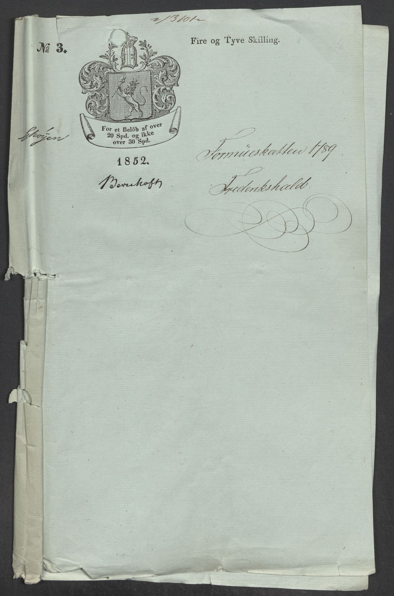 Rentekammeret inntil 1814, Reviderte regnskaper, Mindre regnskaper, RA/EA-4068/Rf/Rfe/L0008: Kristiansand. Kristiansund. Fredrikshald (Halden), 1789, p. 267