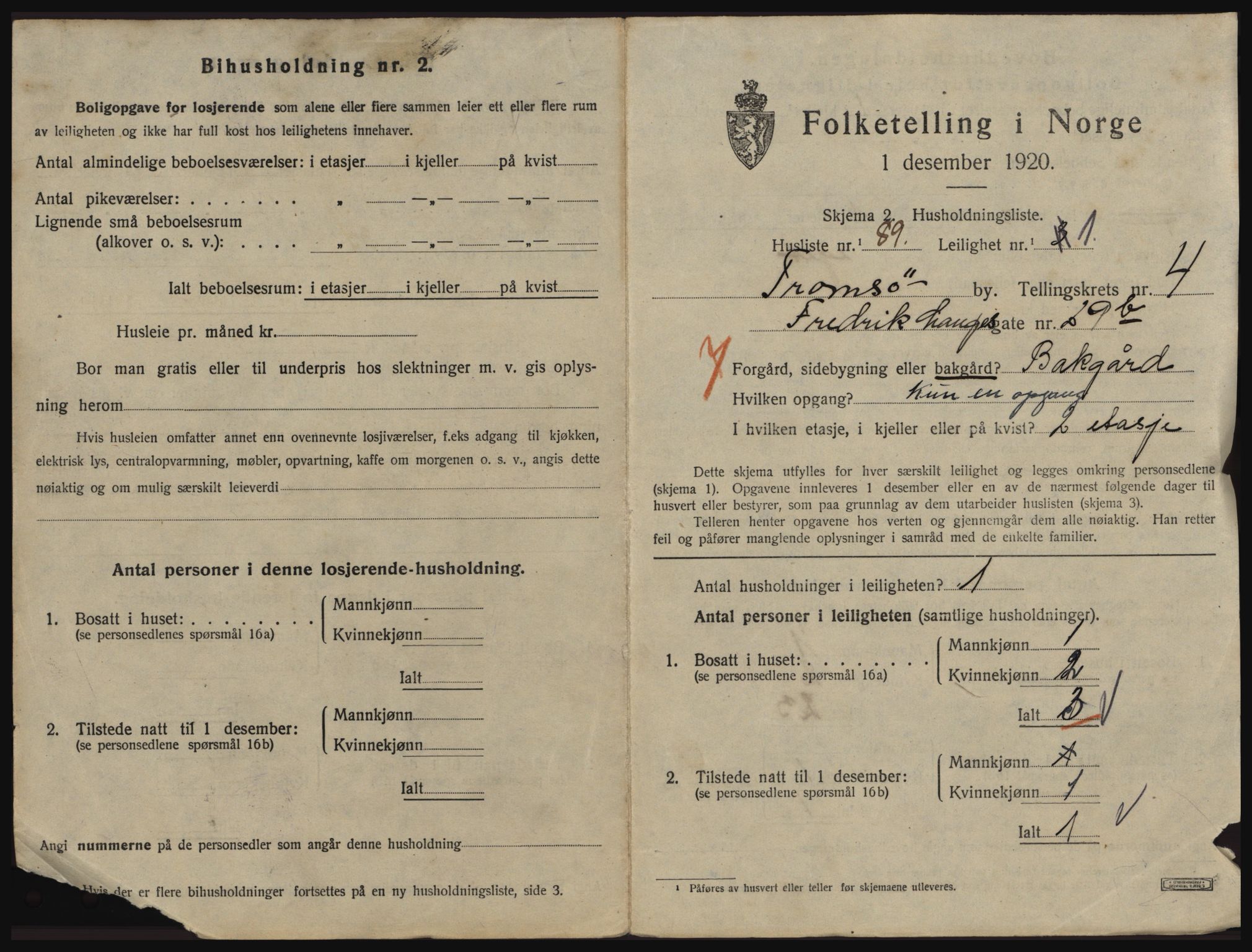 SATØ, 1920 census for Tromsø, 1920, p. 3715