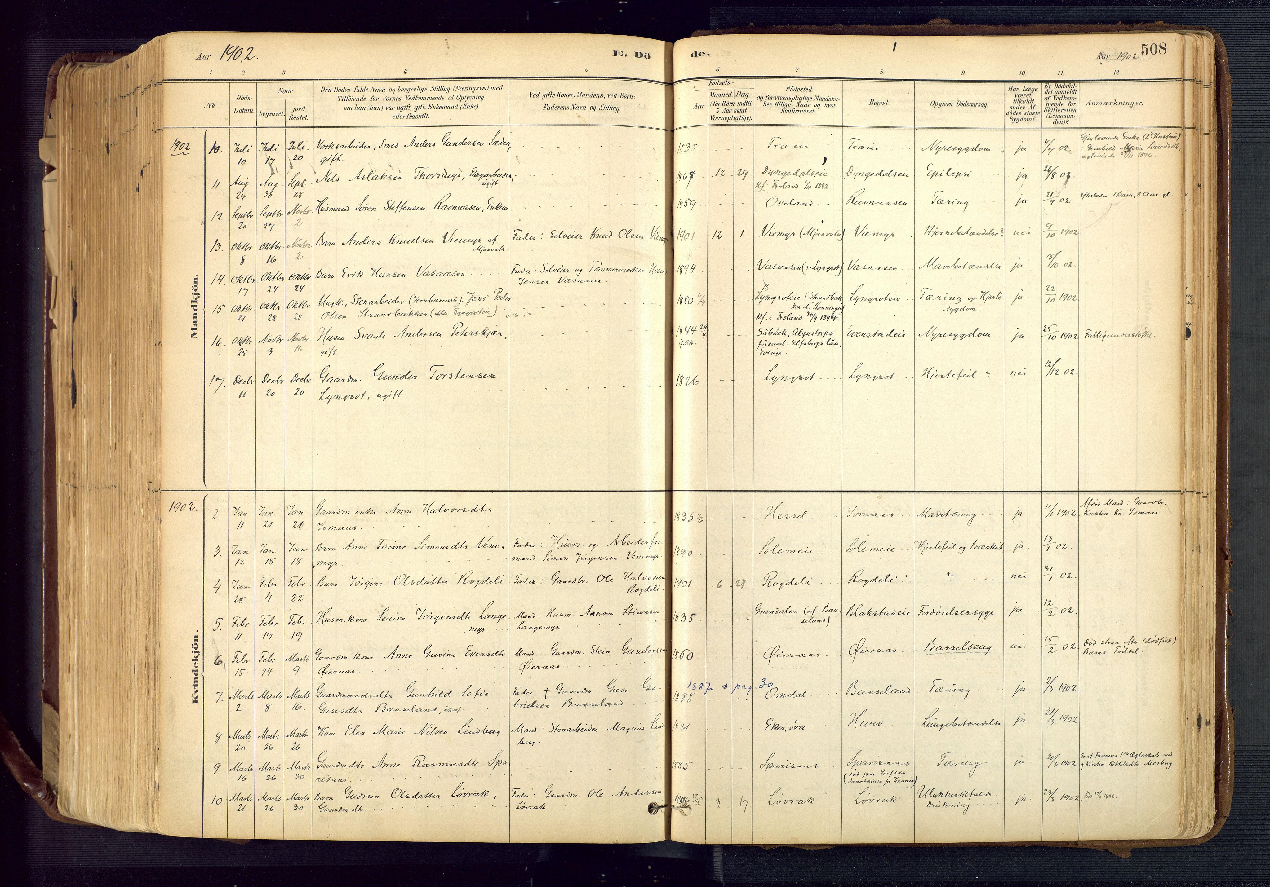 Froland sokneprestkontor, AV/SAK-1111-0013/F/Fa/L0005: Parish register (official) no. A 5, 1882-1921, p. 508