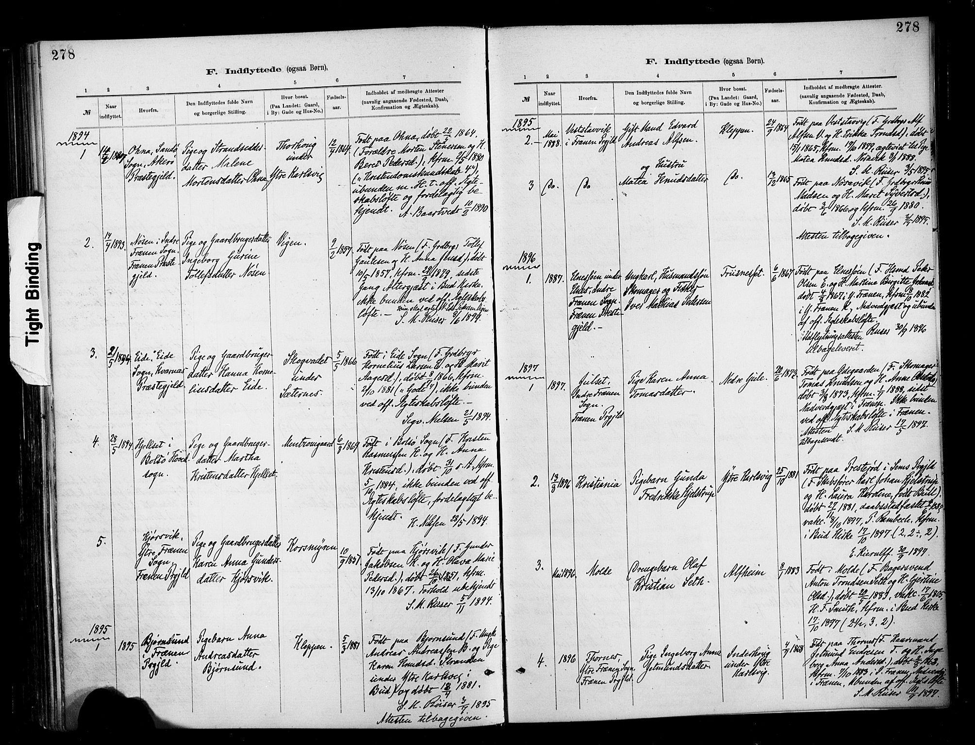 Ministerialprotokoller, klokkerbøker og fødselsregistre - Møre og Romsdal, SAT/A-1454/566/L0769: Parish register (official) no. 566A08, 1881-1903, p. 278