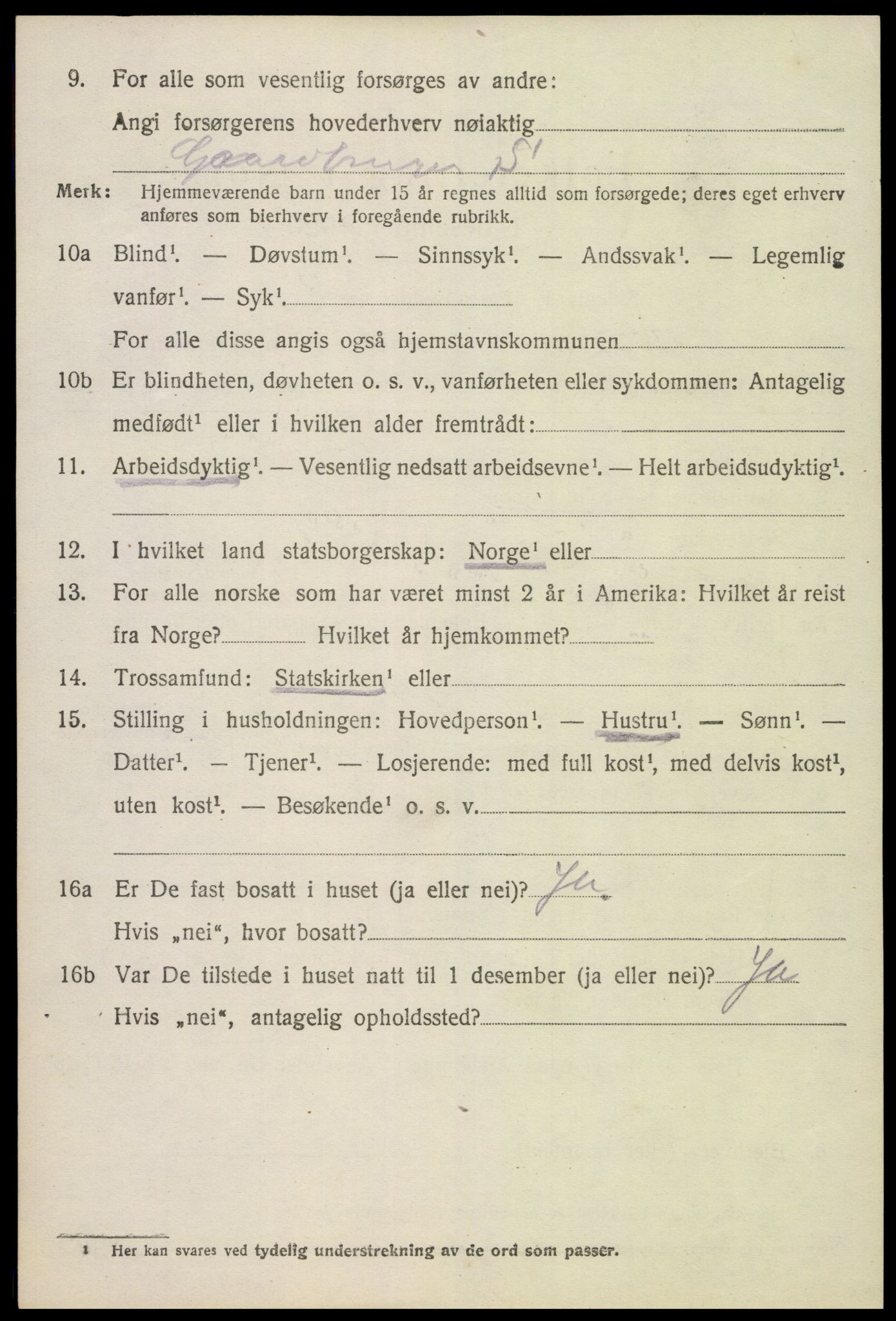 SAK, 1920 census for Hornnes, 1920, p. 2618
