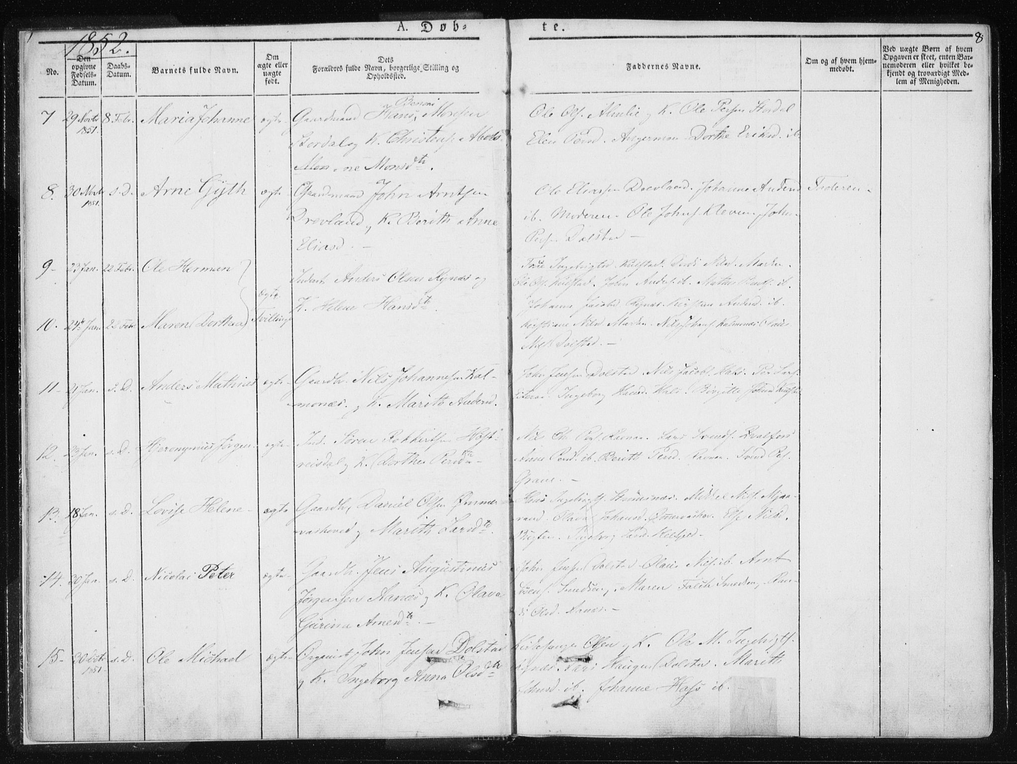 Ministerialprotokoller, klokkerbøker og fødselsregistre - Nordland, AV/SAT-A-1459/820/L0292: Parish register (official) no. 820A13, 1851-1854, p. 8