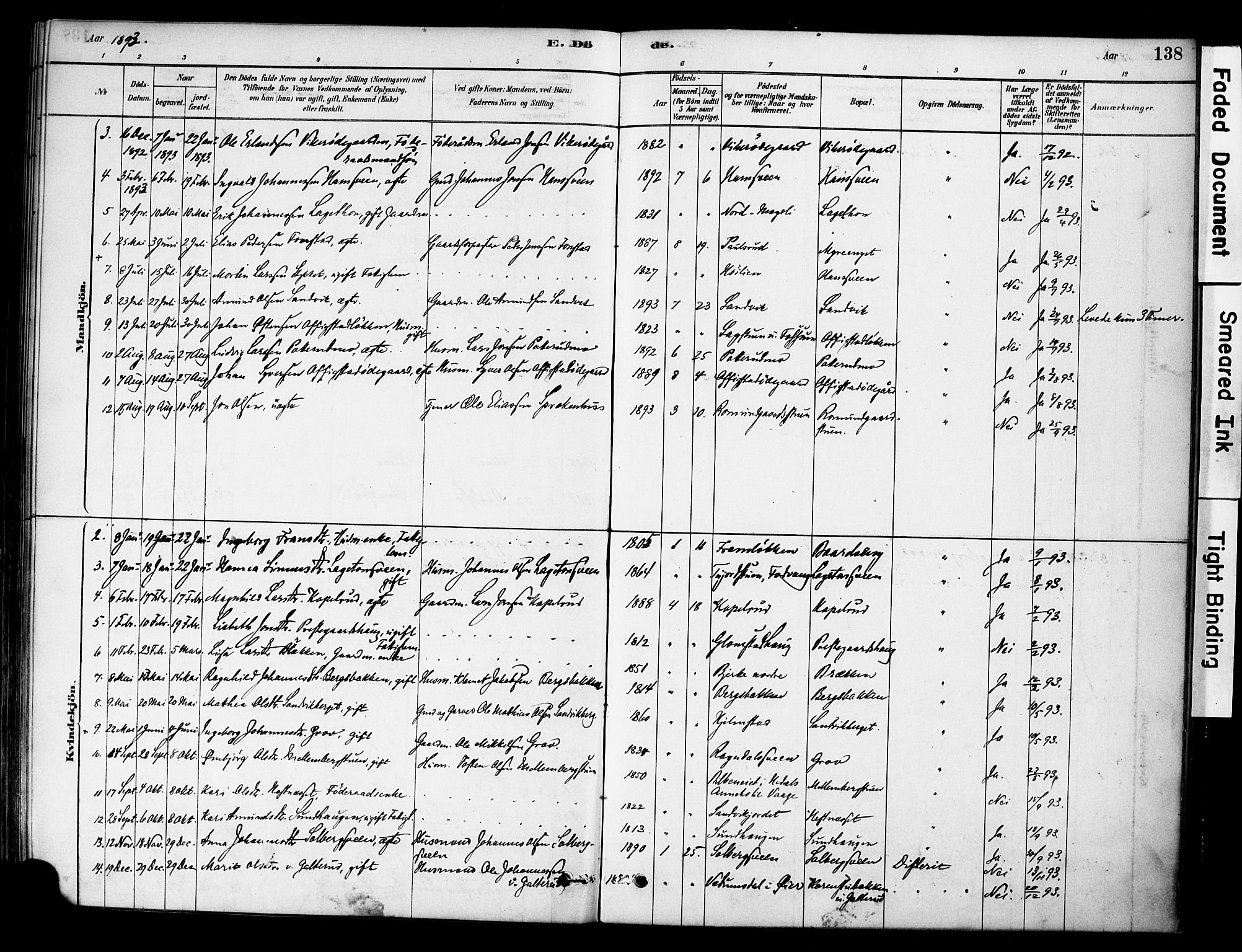 Øyer prestekontor, SAH/PREST-084/H/Ha/Haa/L0009: Parish register (official) no. 9, 1878-1893, p. 138