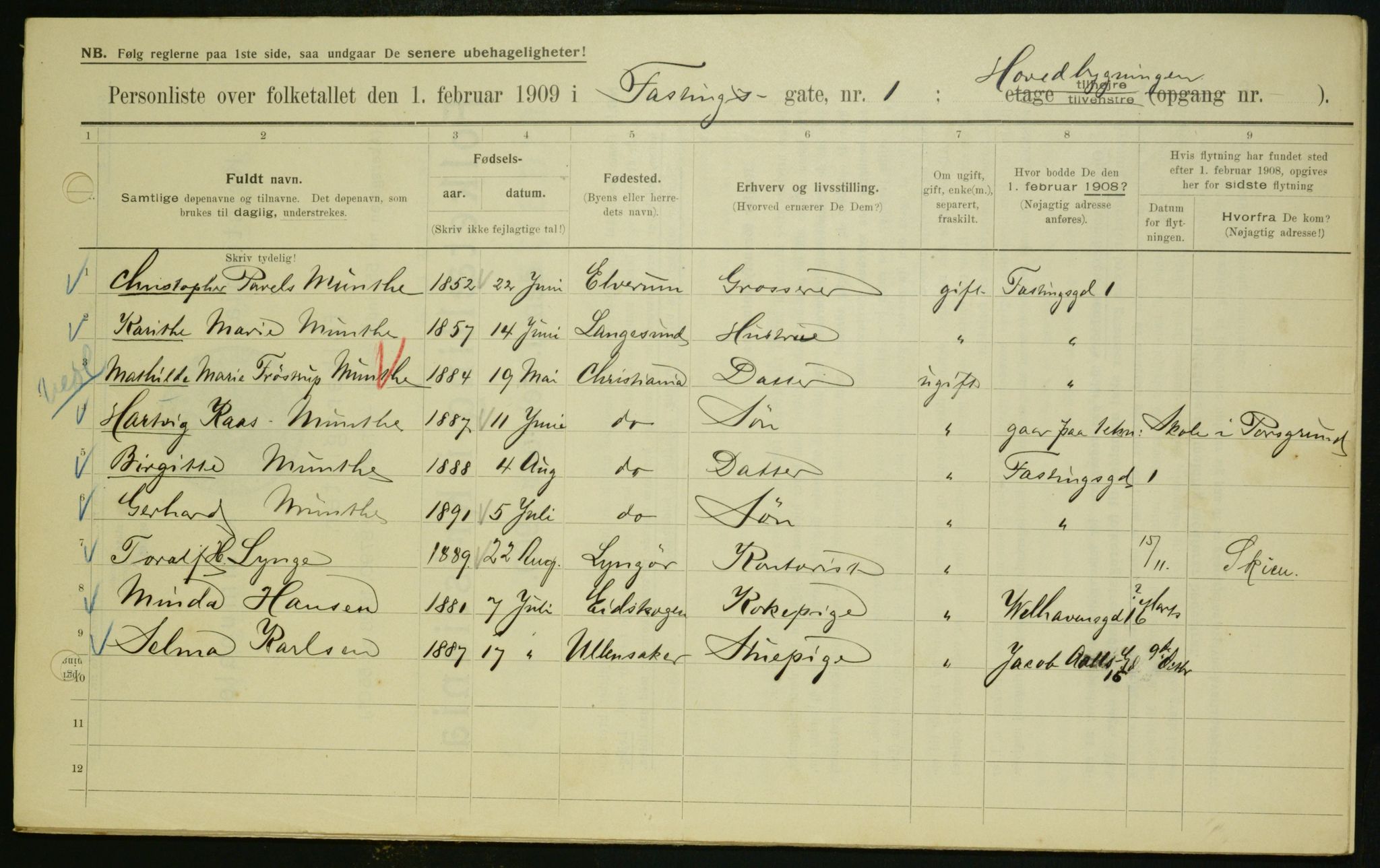 OBA, Municipal Census 1909 for Kristiania, 1909, p. 21288