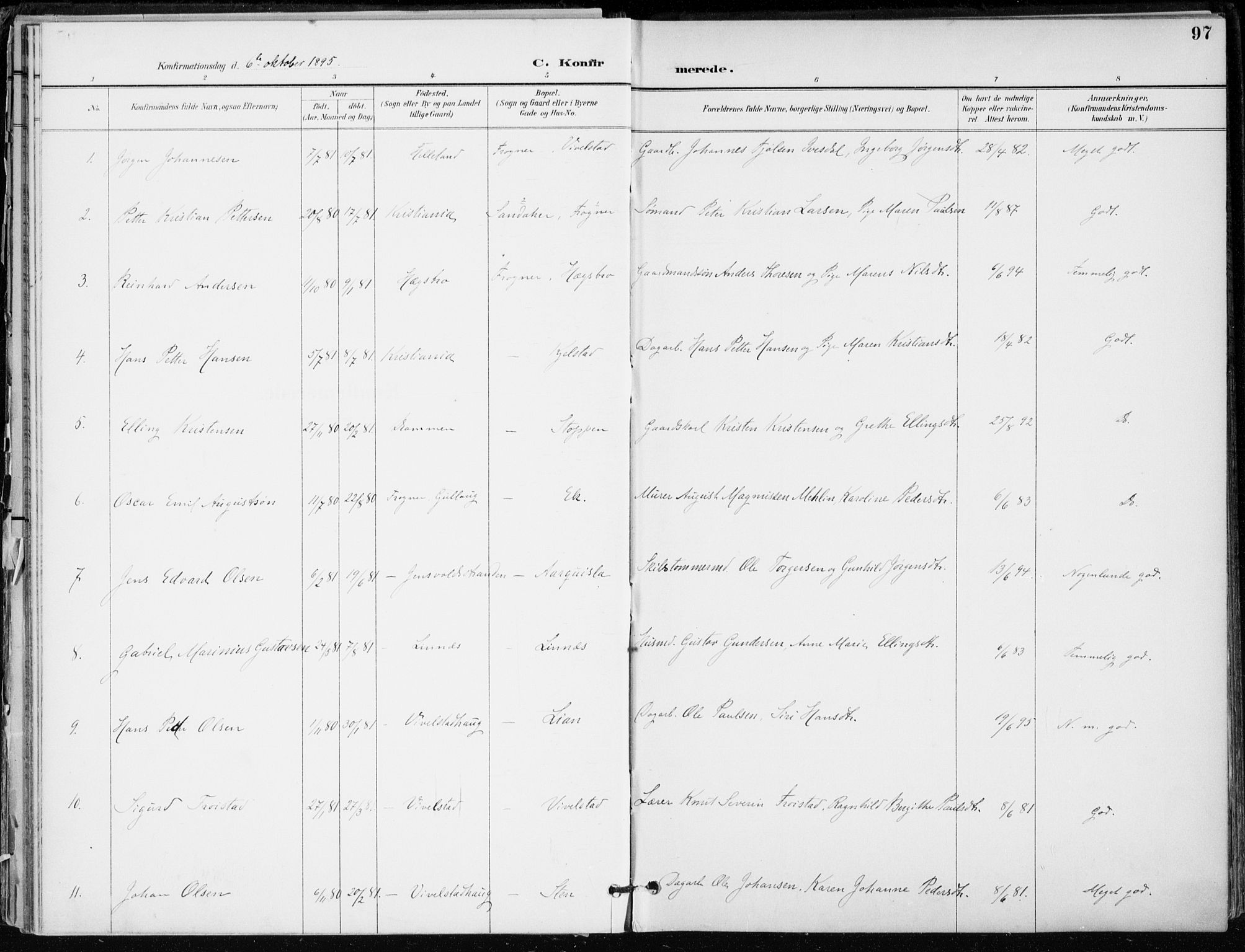 Lier kirkebøker, AV/SAKO-A-230/F/Fa/L0016: Parish register (official) no. I 16, 1895-1900, p. 97