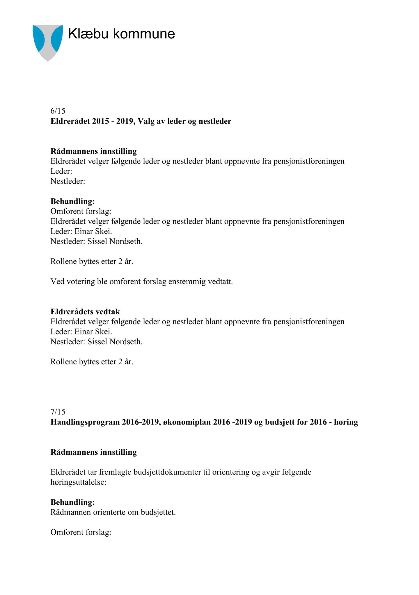 Klæbu Kommune, TRKO/KK/07-ER/L005: Eldrerådet - Møtedokumenter, 2015, p. 149