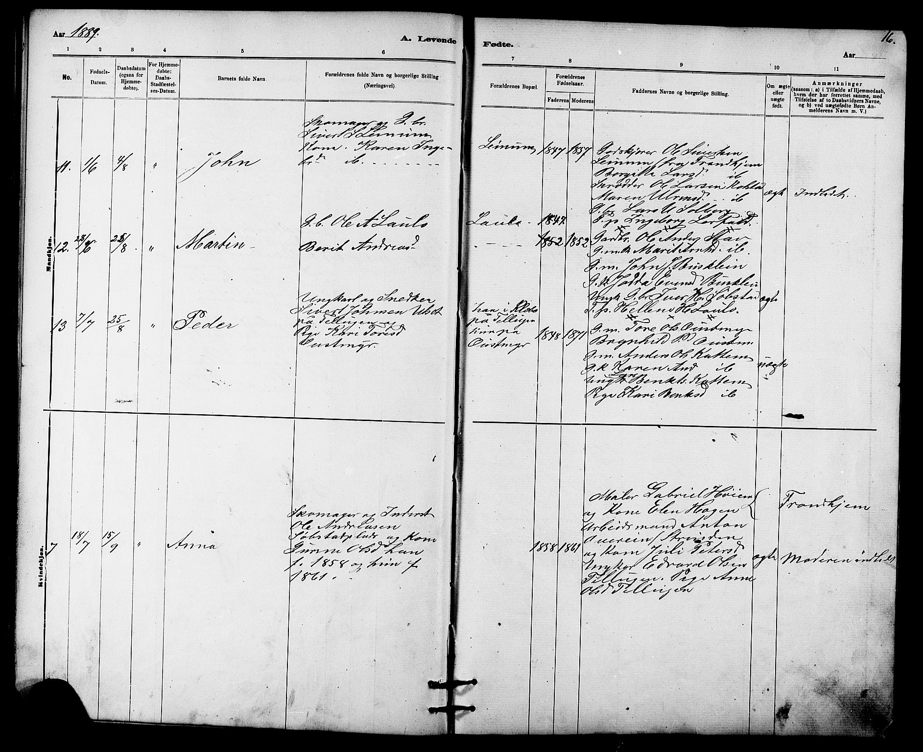 Ministerialprotokoller, klokkerbøker og fødselsregistre - Sør-Trøndelag, AV/SAT-A-1456/613/L0395: Parish register (copy) no. 613C03, 1887-1909, p. 16