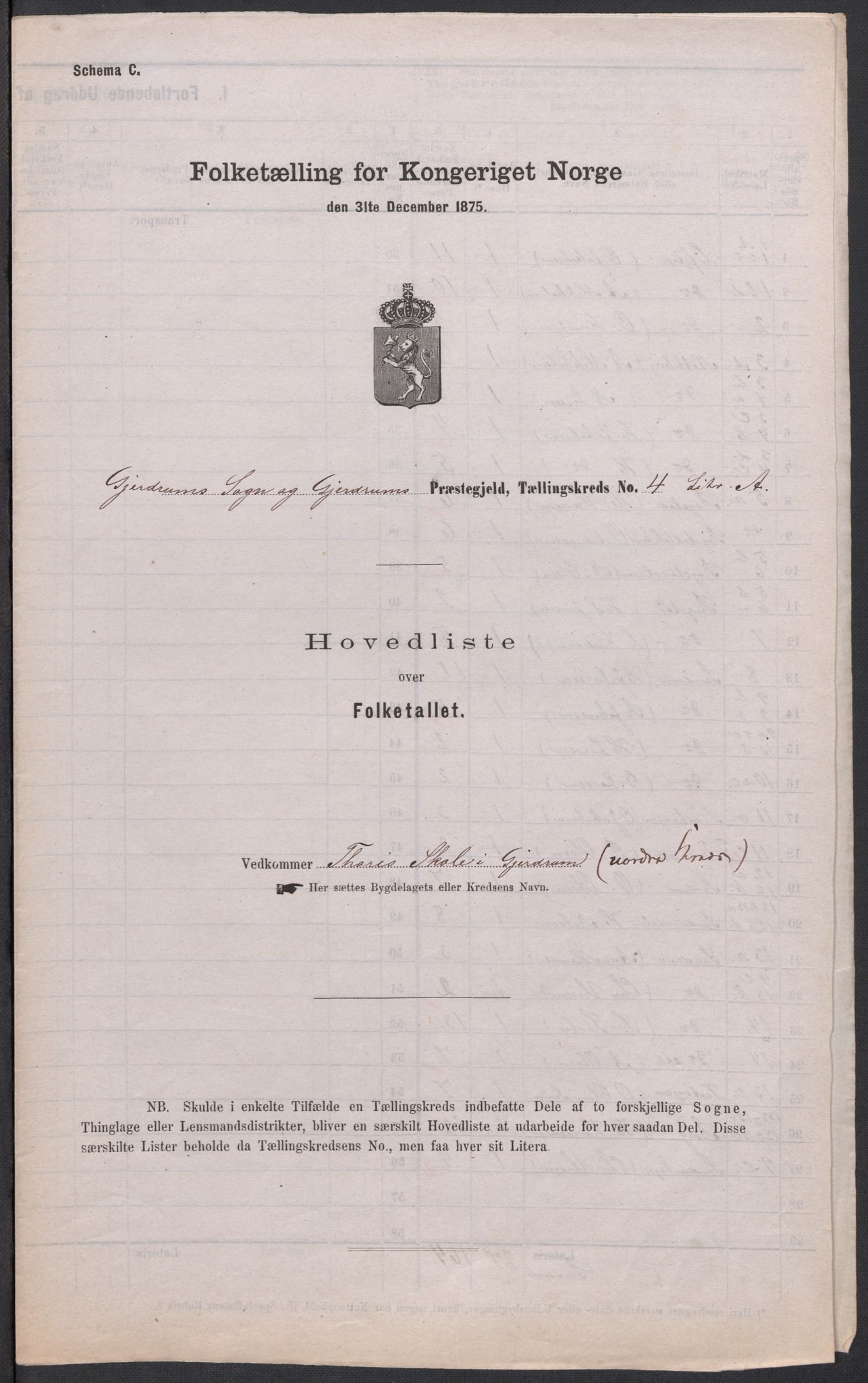 RA, 1875 census for 0234P Gjerdrum, 1875, p. 13