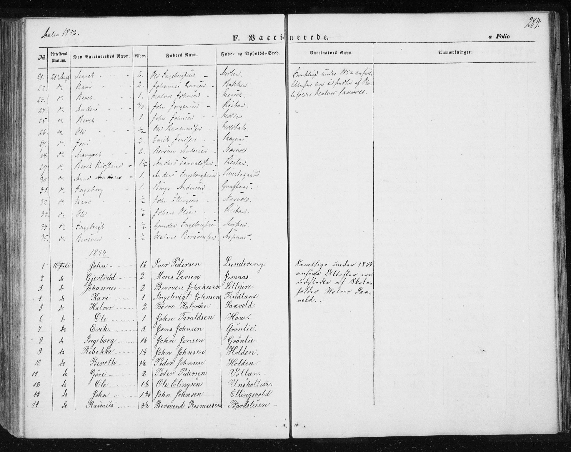 Ministerialprotokoller, klokkerbøker og fødselsregistre - Sør-Trøndelag, AV/SAT-A-1456/685/L0965: Parish register (official) no. 685A06 /3, 1846-1859, p. 284