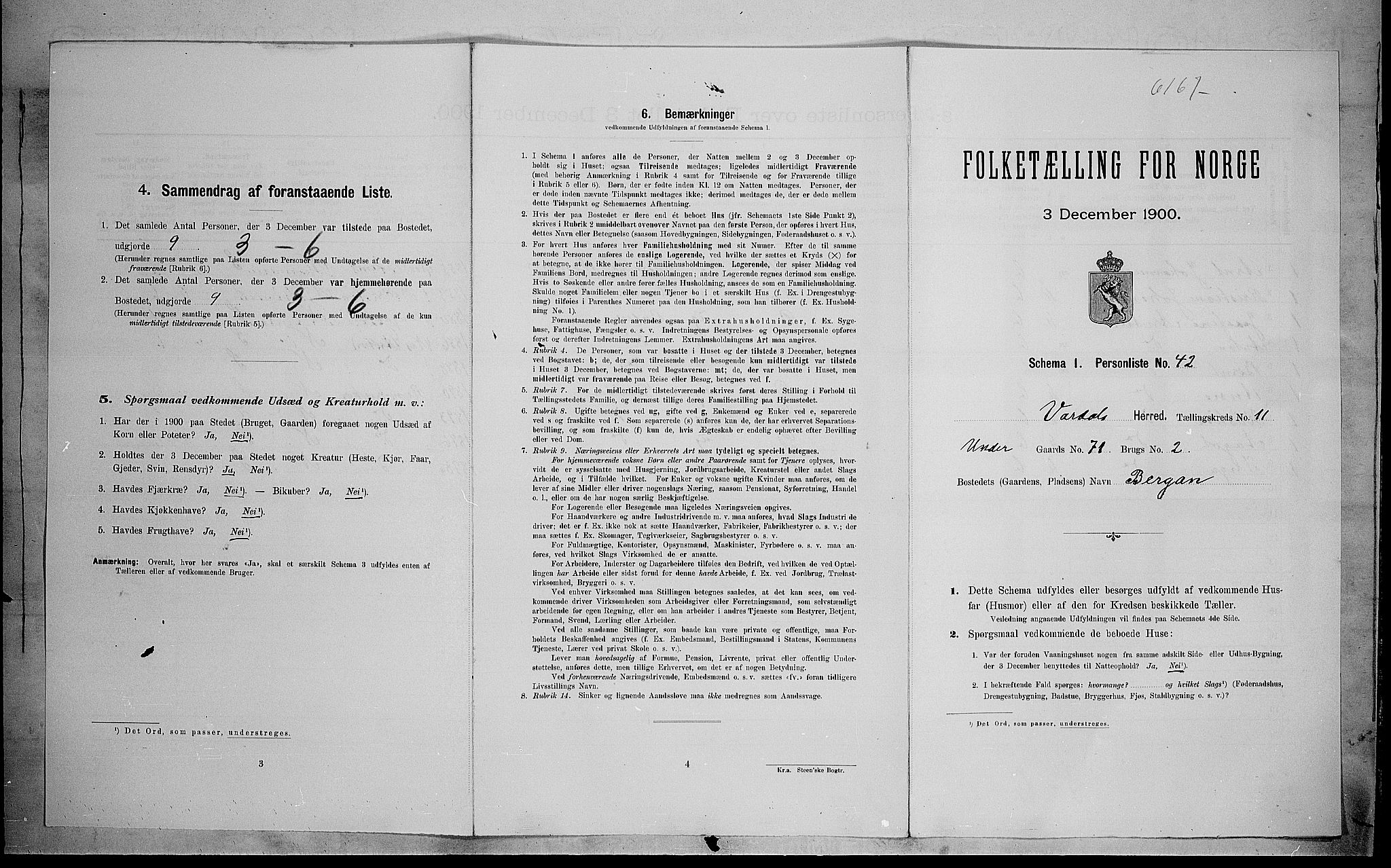 SAH, 1900 census for Vardal, 1900, p. 1175