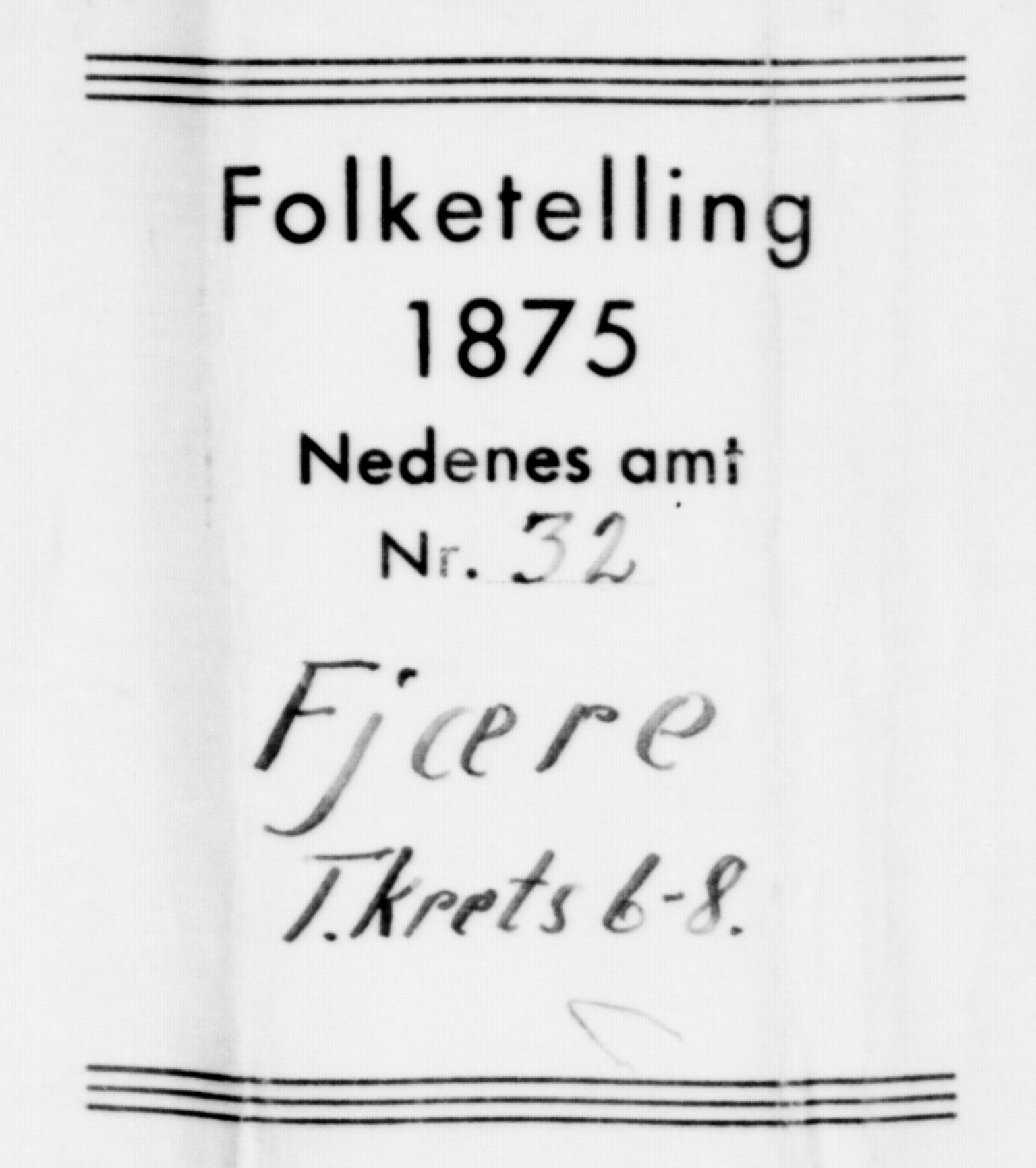 SAK, 1875 census for 0923L Fjære/Fjære, 1875, p. 1388