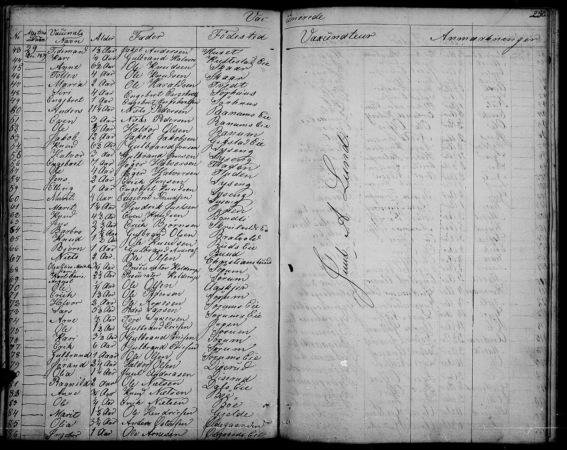 Nord-Aurdal prestekontor, AV/SAH-PREST-132/H/Ha/Haa/L0003: Parish register (official) no. 3, 1828-1841, p. 250