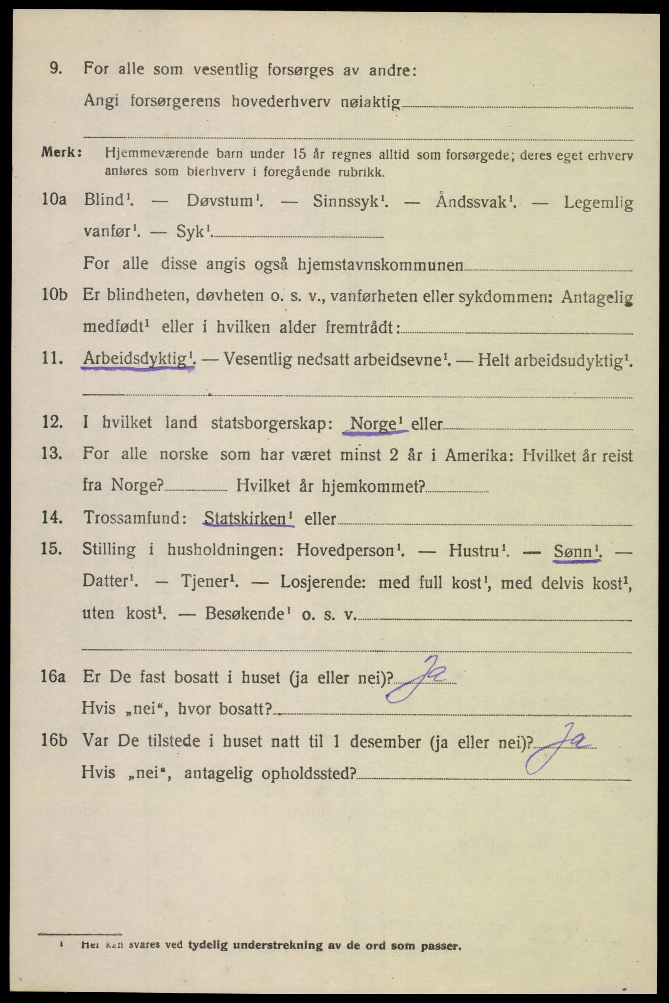 SAK, 1920 census for Gyland, 1920, p. 1629