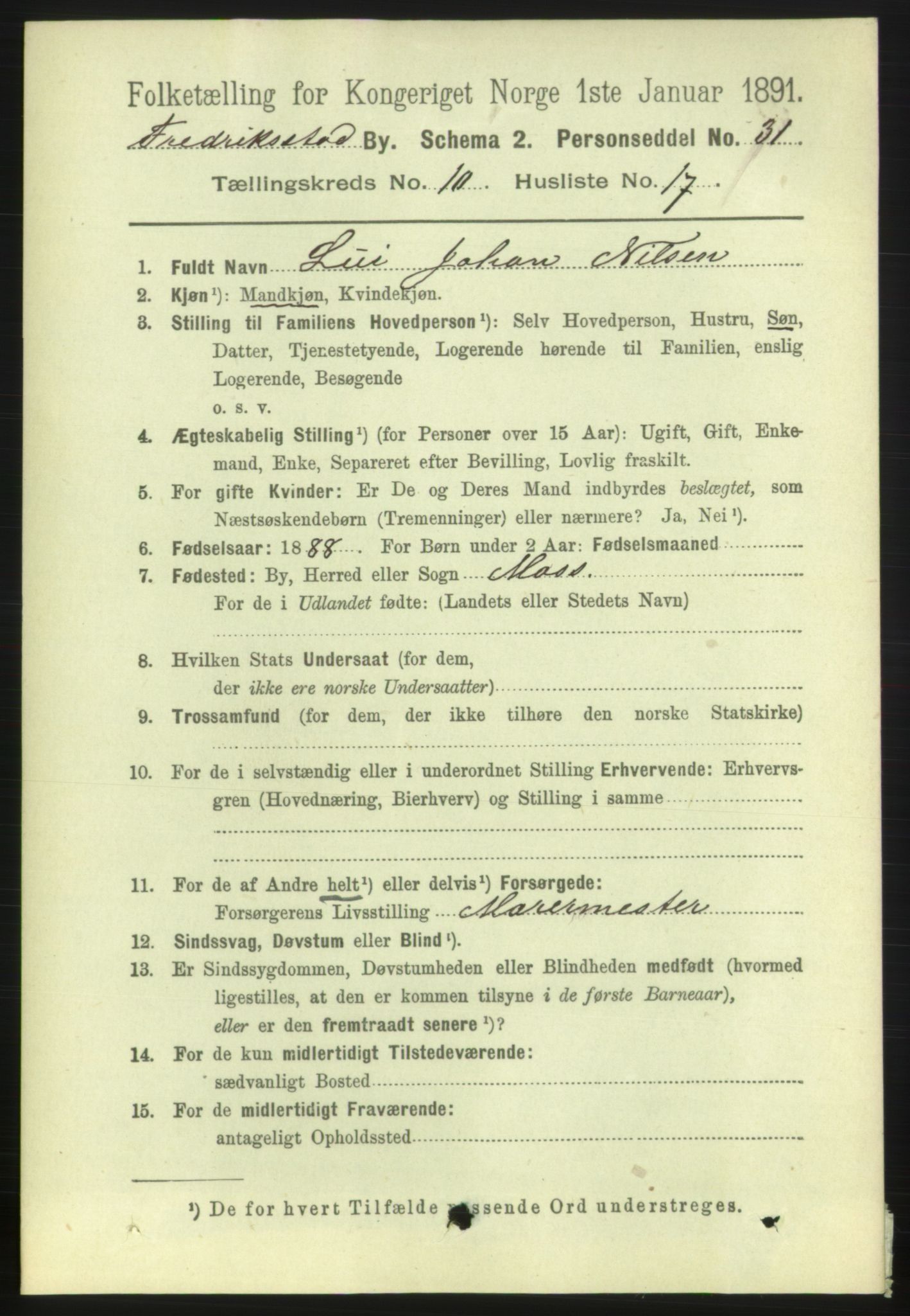 RA, 1891 census for 0103 Fredrikstad, 1891, p. 11593