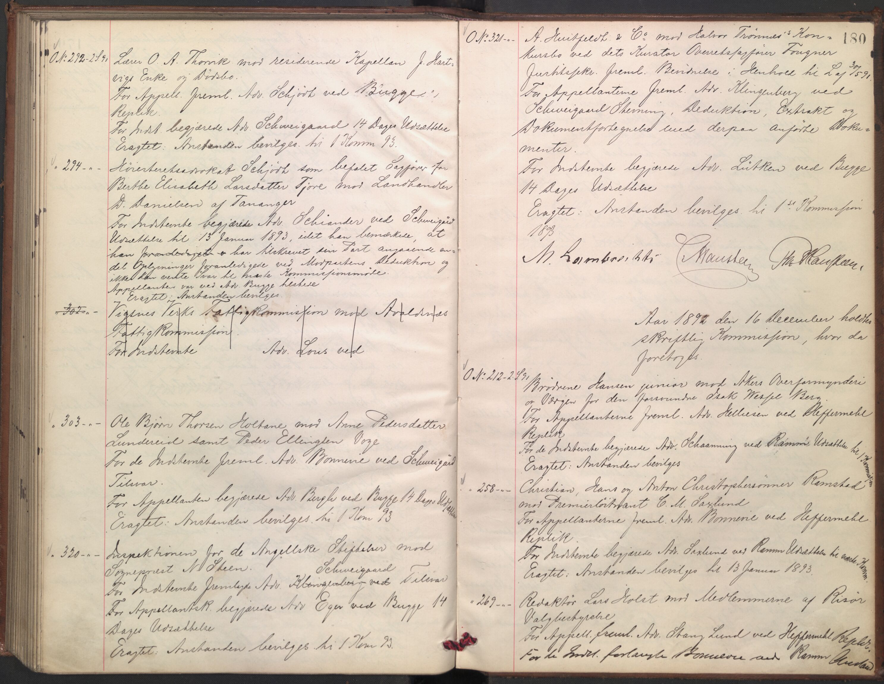 Høyesterett, AV/RA-S-1002/E/Ef/L0016: Protokoll over saker som gikk til skriftlig behandling, 1888-1892, p. 179b-180a