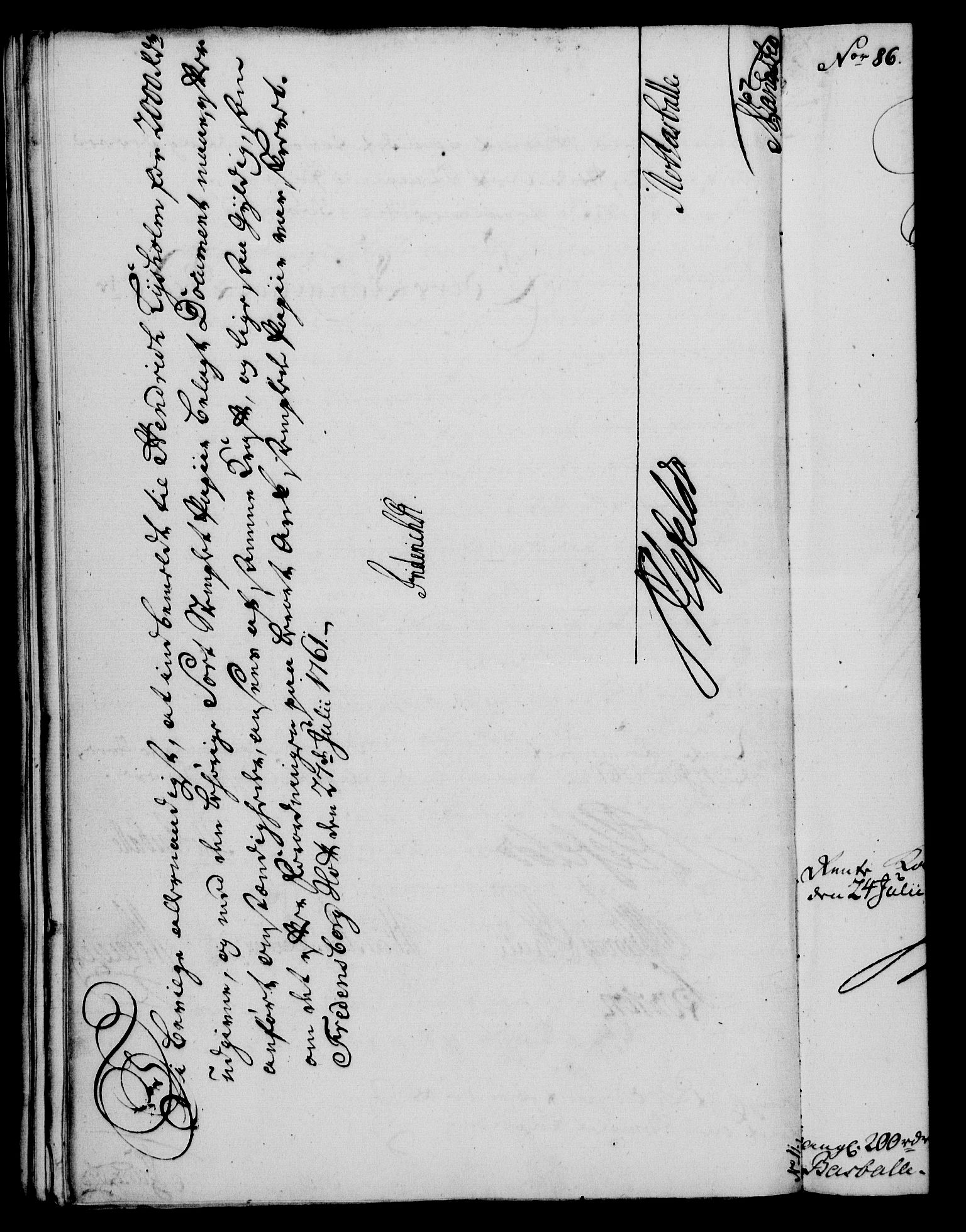 Rentekammeret, Kammerkanselliet, RA/EA-3111/G/Gf/Gfa/L0043: Norsk relasjons- og resolusjonsprotokoll (merket RK 52.43), 1761, p. 335