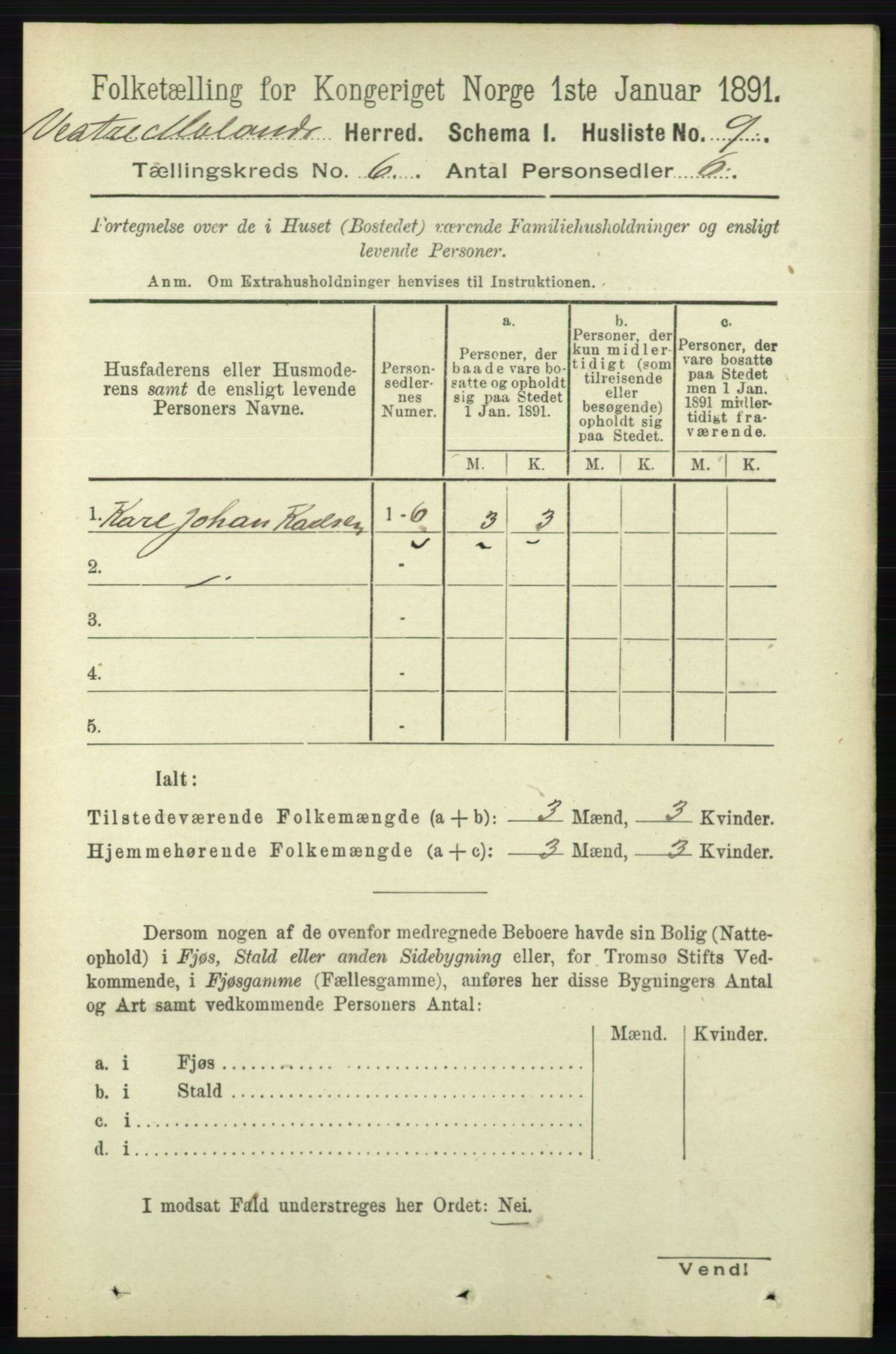 RA, 1891 census for 0926 Vestre Moland, 1891, p. 2278