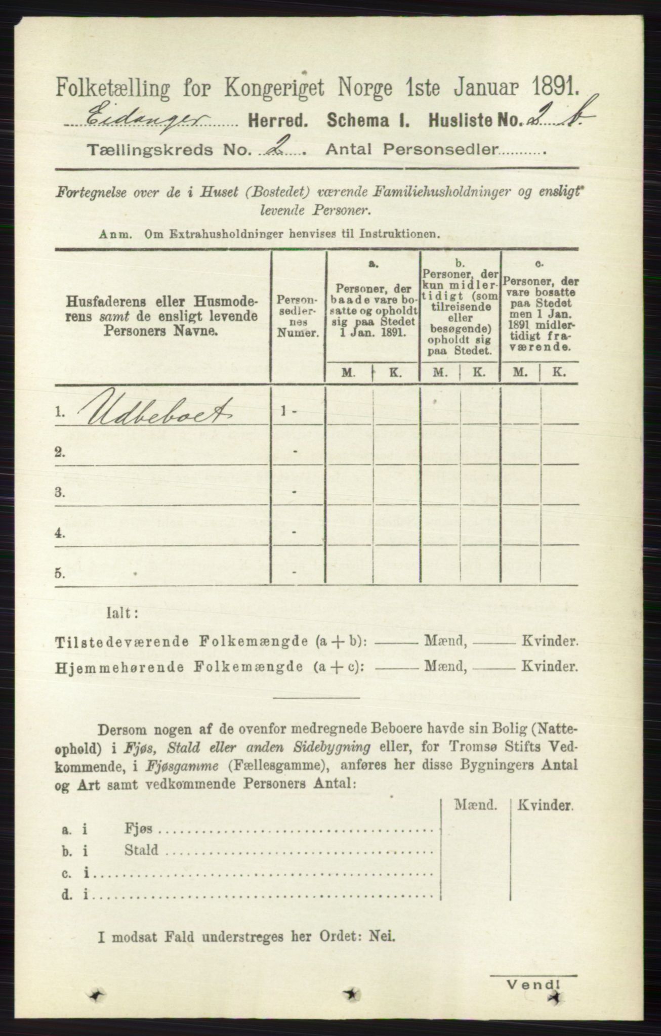 RA, 1891 census for 0813 Eidanger, 1891, p. 771