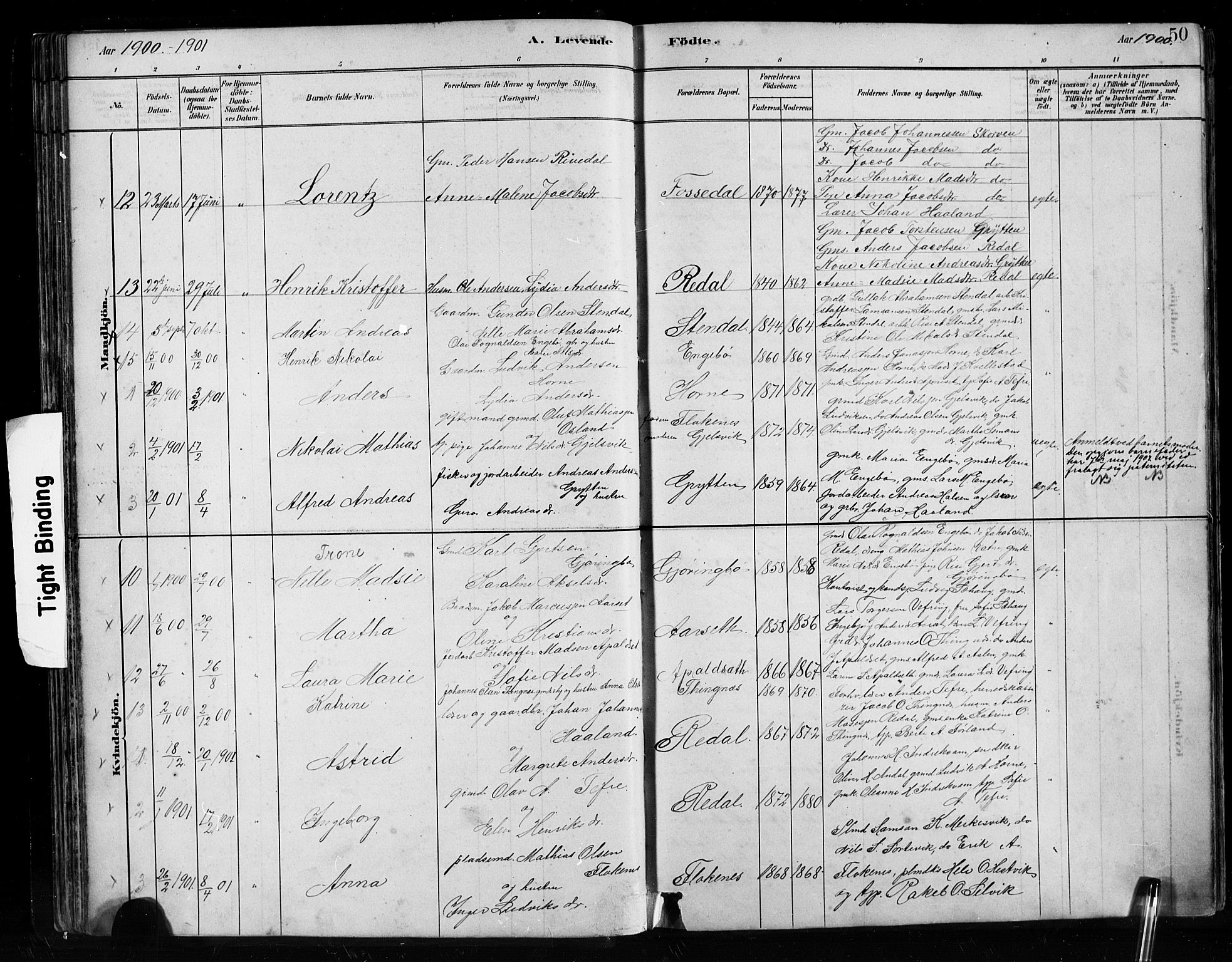 Førde sokneprestembete, SAB/A-79901/H/Hab/Habe/L0001: Parish register (copy) no. E 1, 1881-1920, p. 50