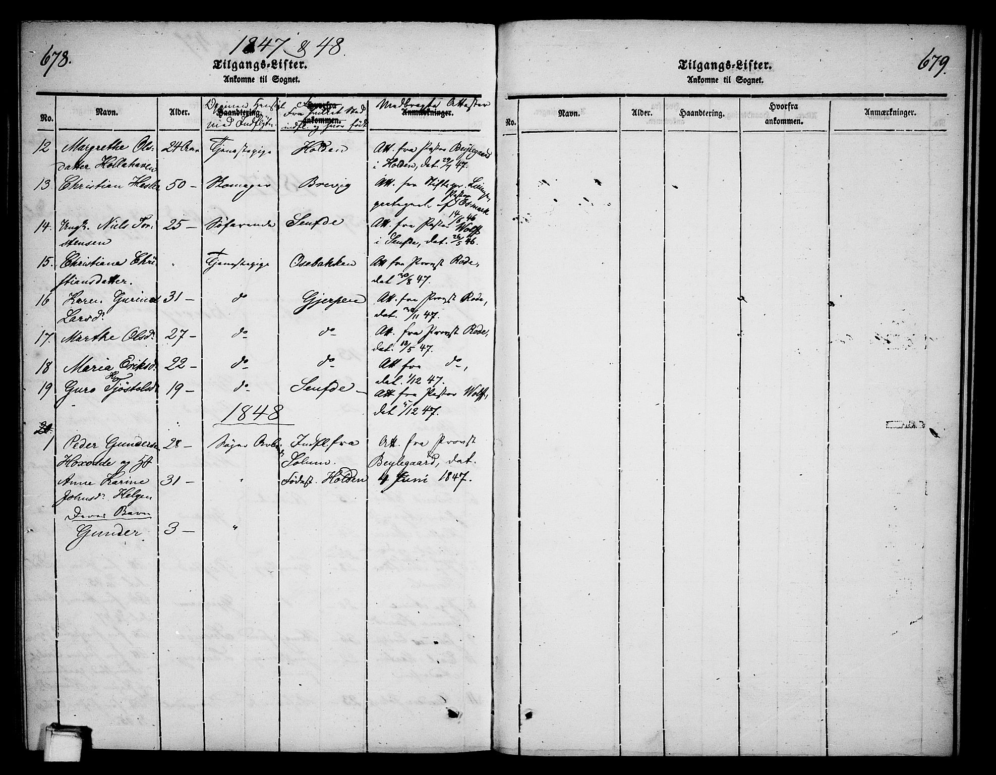 Skien kirkebøker, AV/SAKO-A-302/G/Ga/L0003: Parish register (copy) no. 3, 1843-1847, p. 678-679