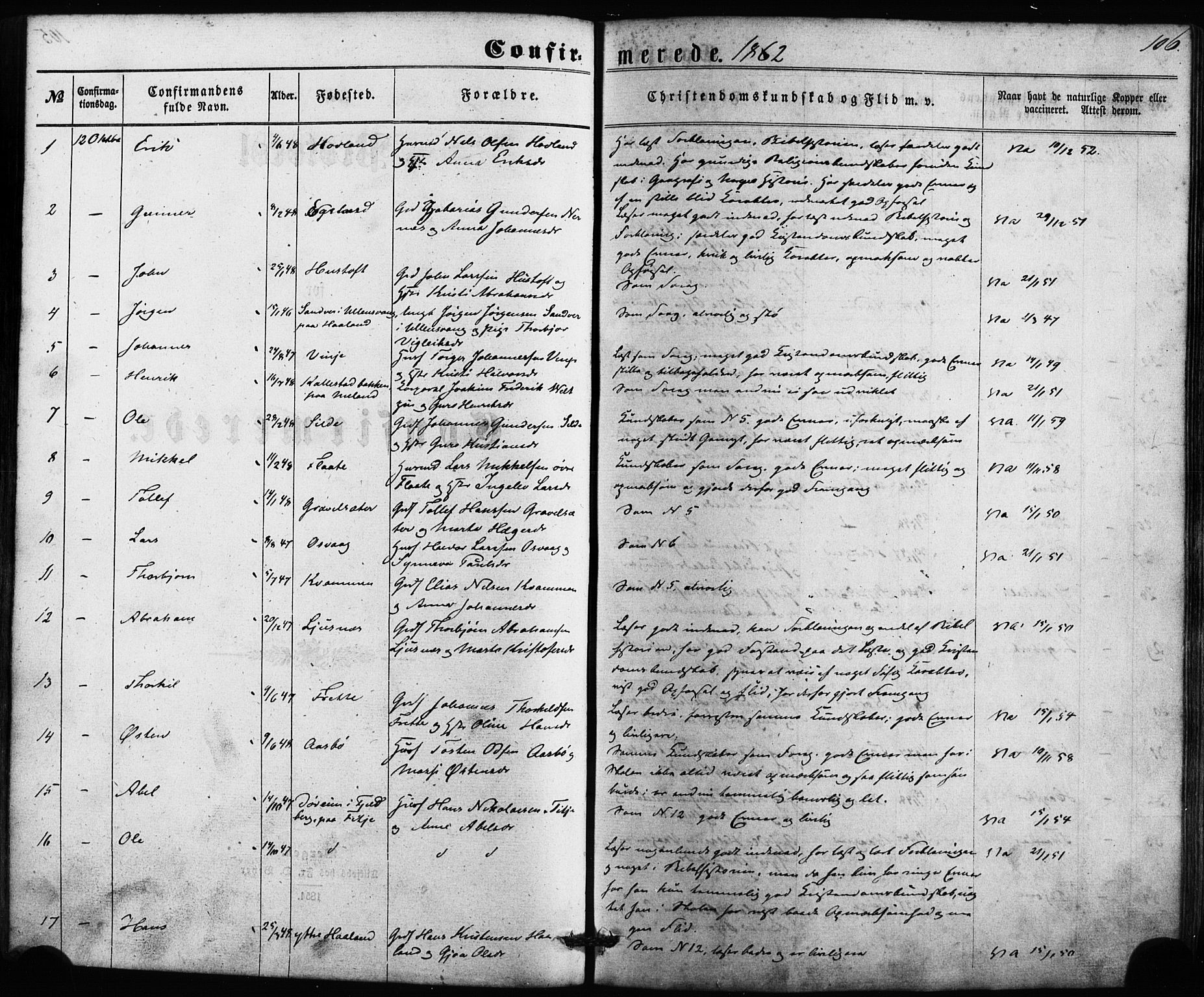 Etne sokneprestembete, SAB/A-75001/H/Haa: Parish register (official) no. A 9, 1862-1878, p. 106