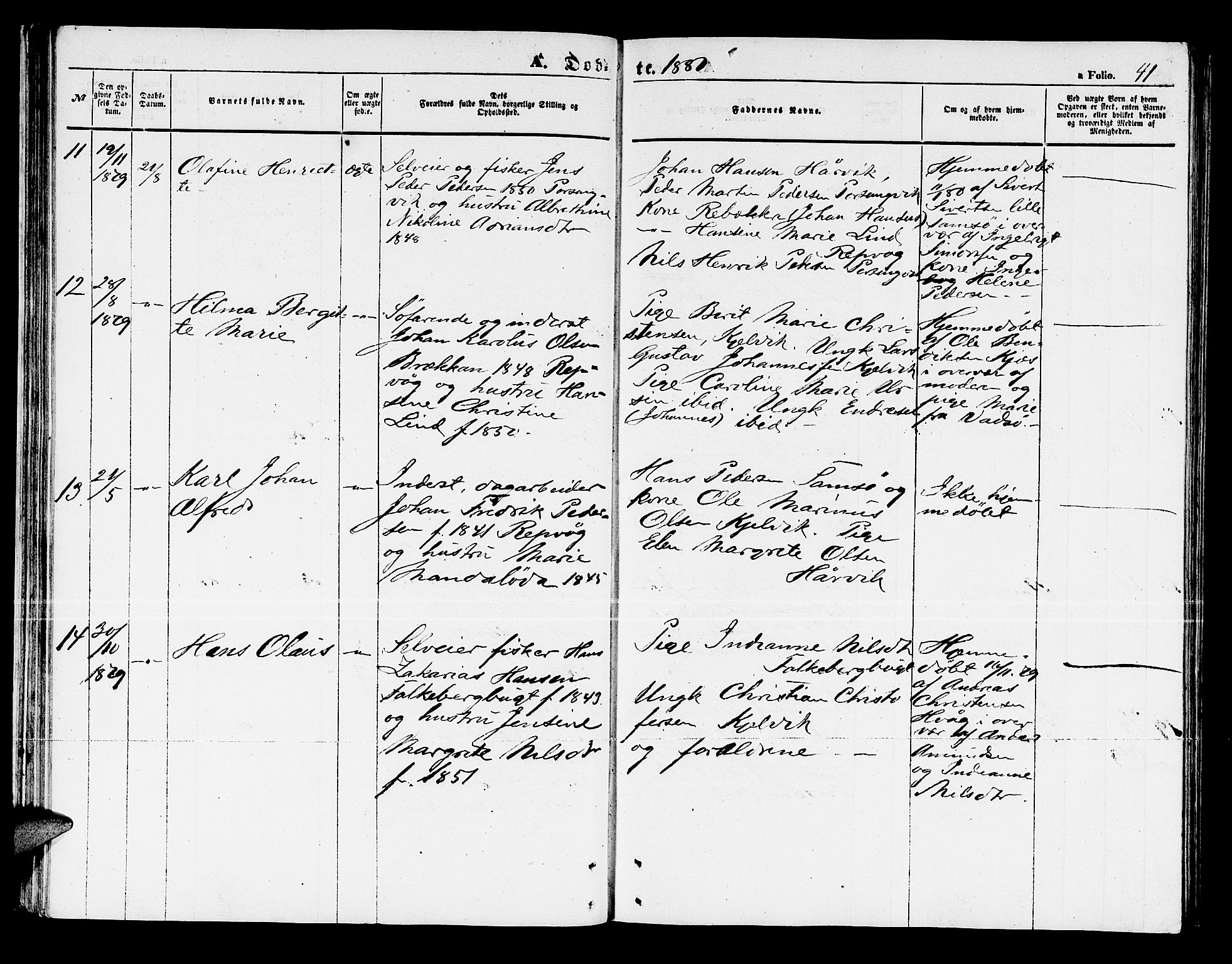 Måsøy sokneprestkontor, AV/SATØ-S-1348/H/Hb/L0003klokker: Parish register (copy) no. 3, 1861-1886, p. 41