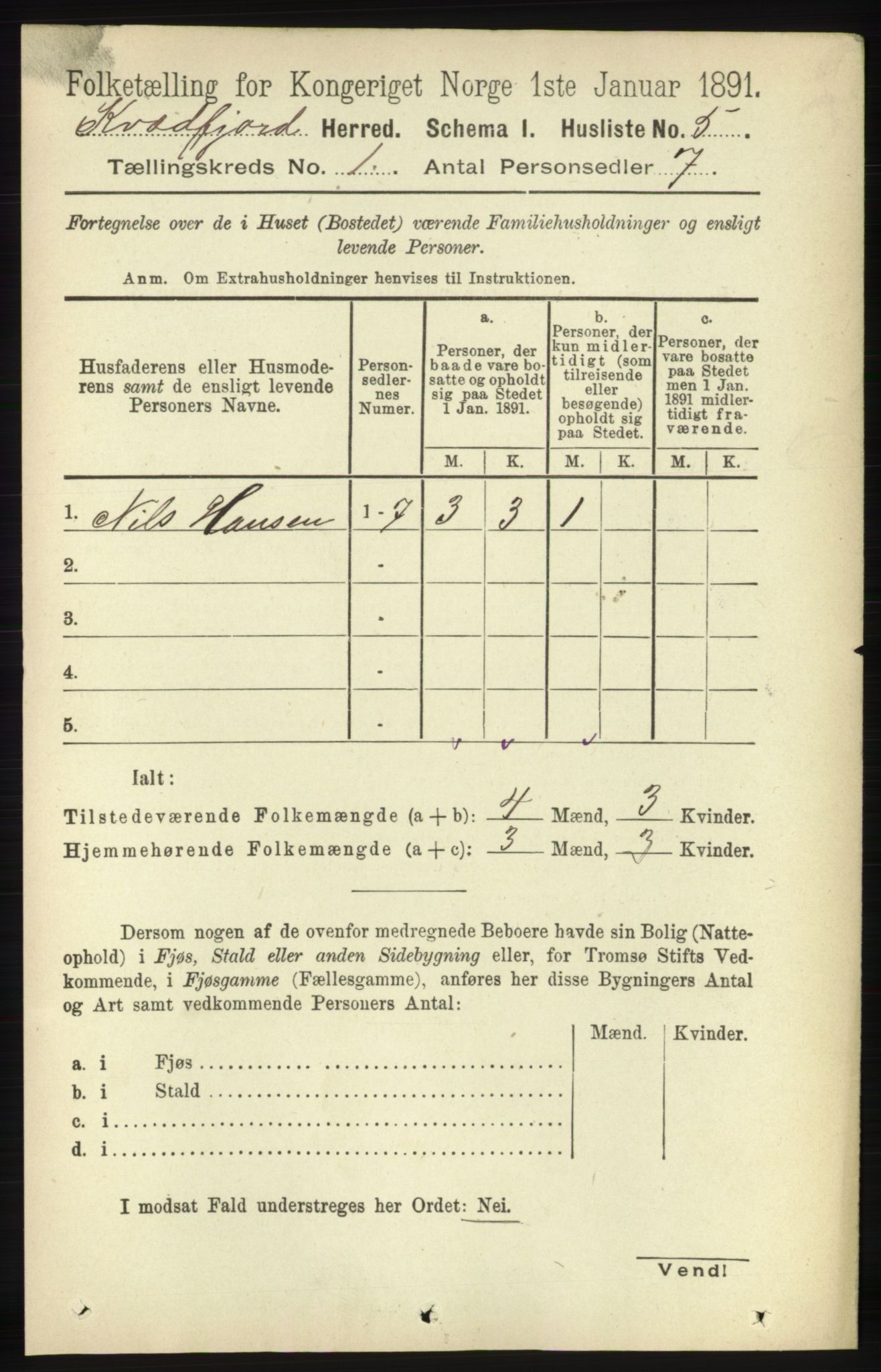 RA, 1891 census for 1911 Kvæfjord, 1891, p. 25