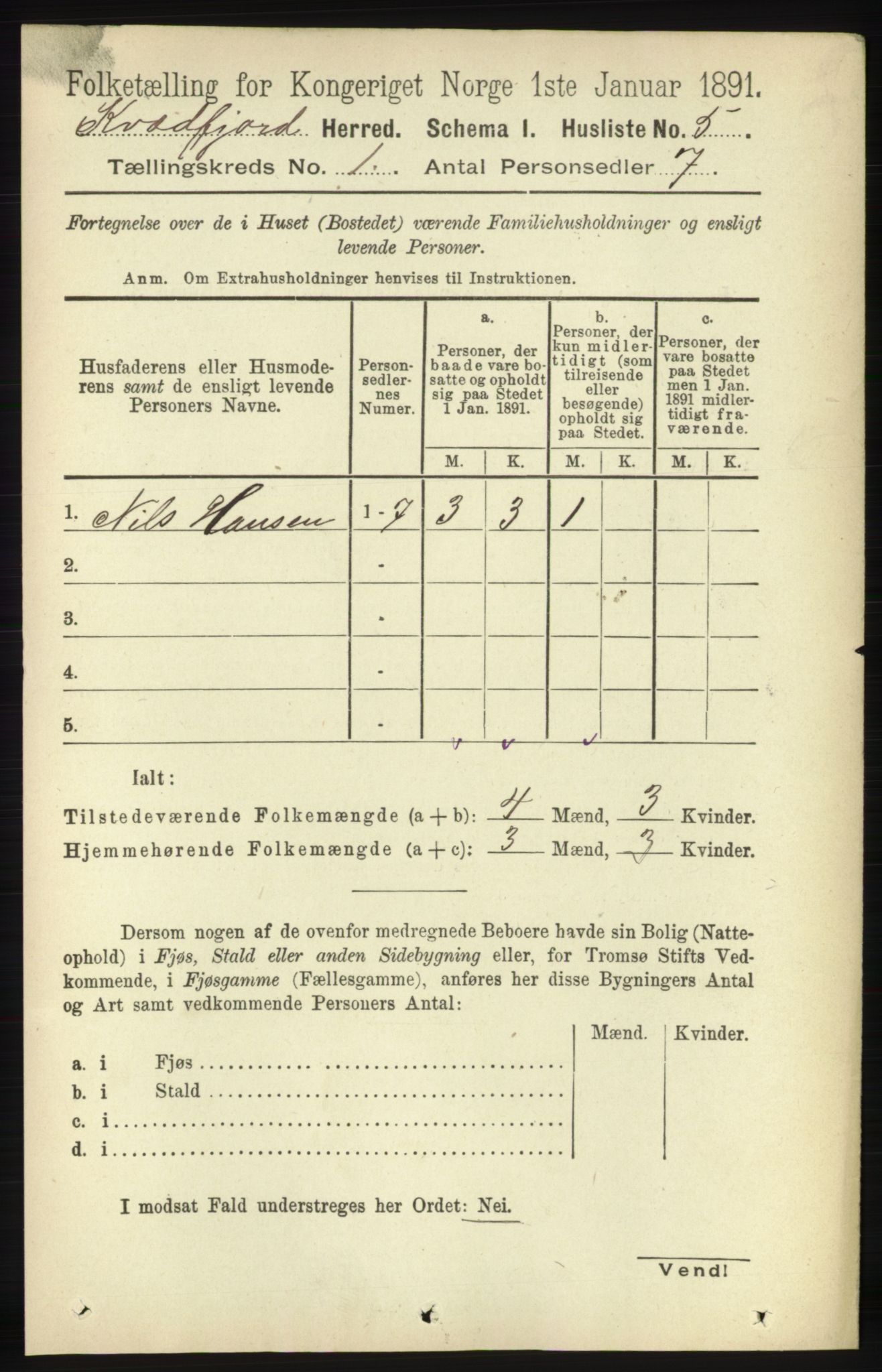 RA, 1891 census for 1911 Kvæfjord, 1891, p. 25