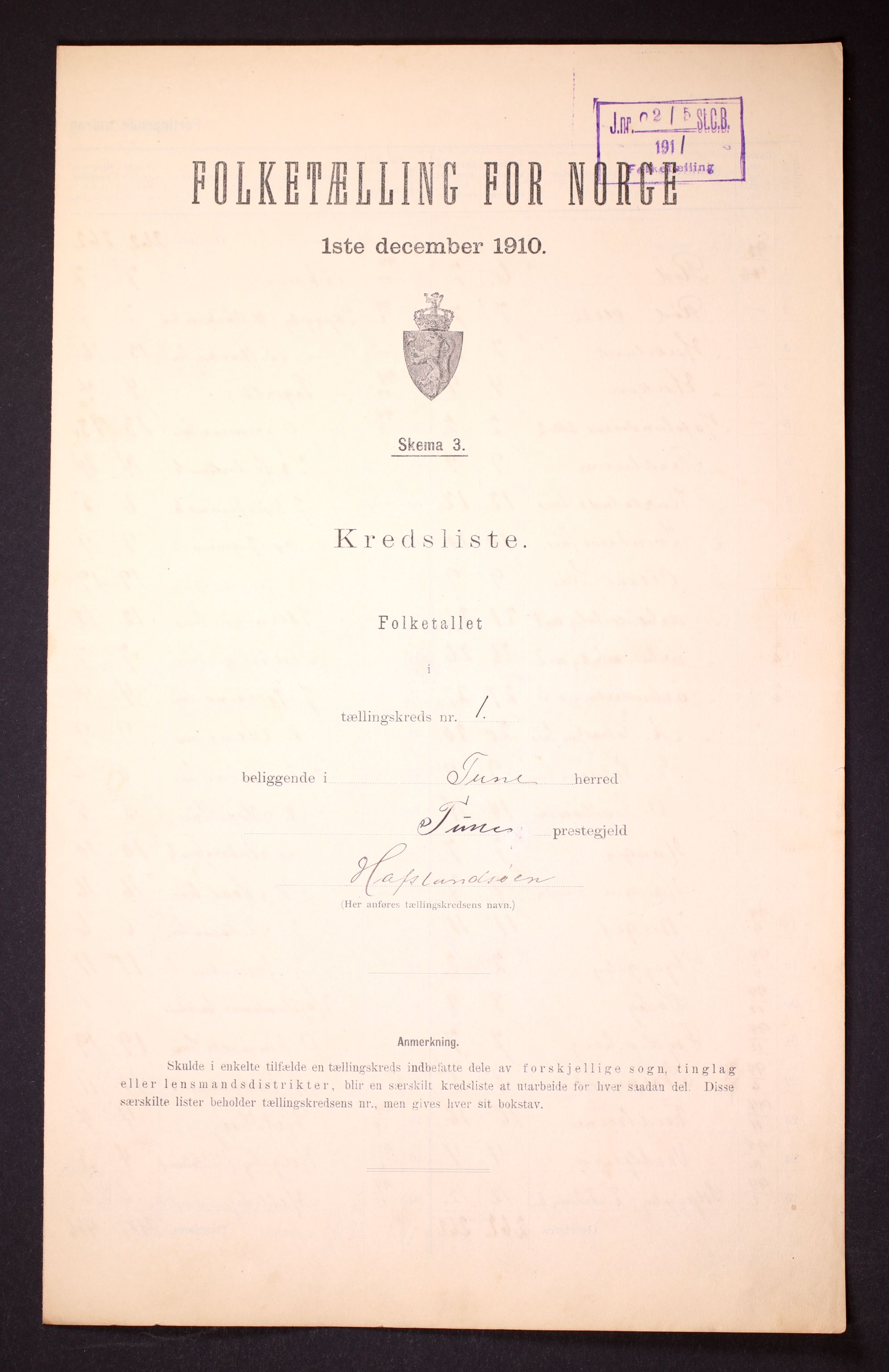 RA, 1910 census for Tune, 1910, p. 5