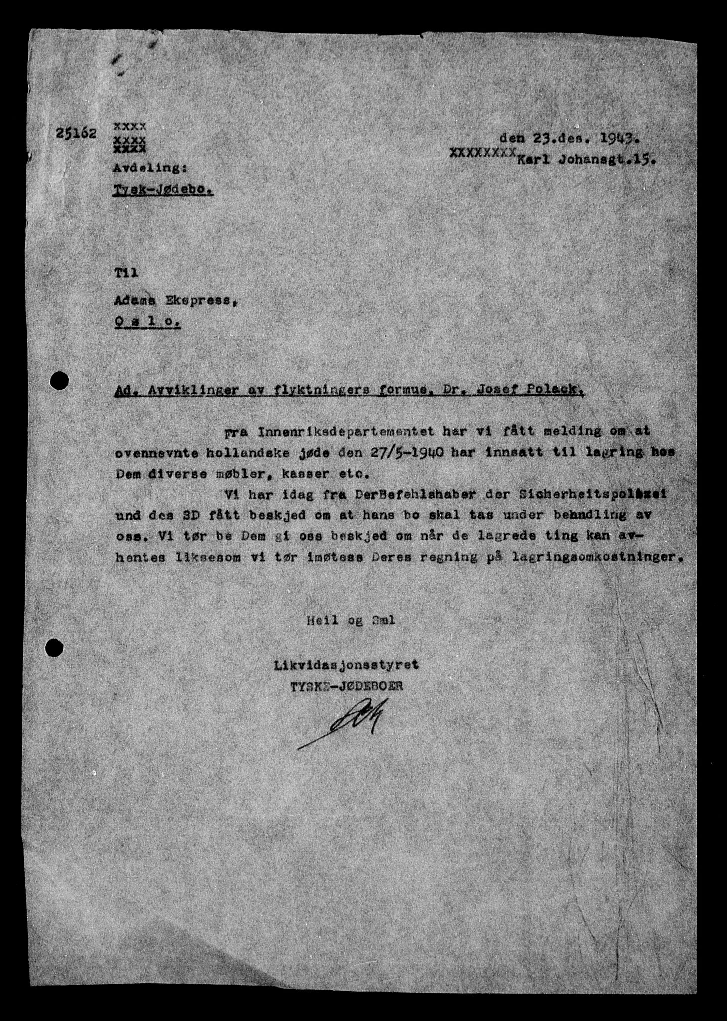 Justisdepartementet, Tilbakeføringskontoret for inndratte formuer, AV/RA-S-1564/H/Hc/Hcc/L0970: --, 1945-1947, p. 497