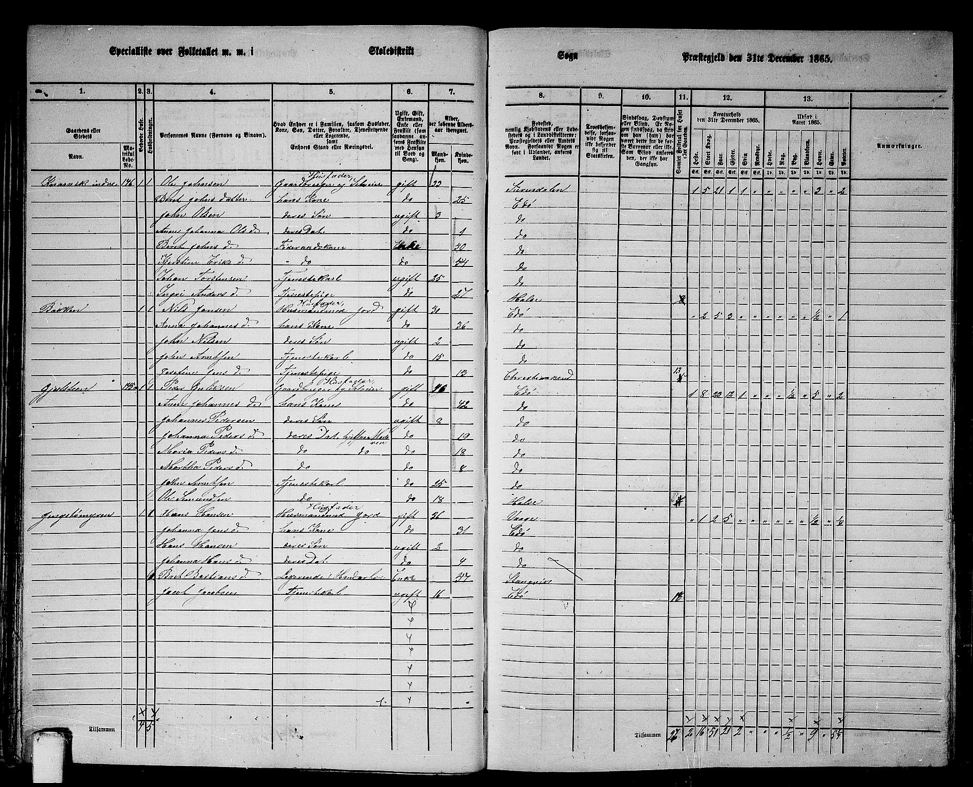 RA, 1865 census for Edøy, 1865, p. 33