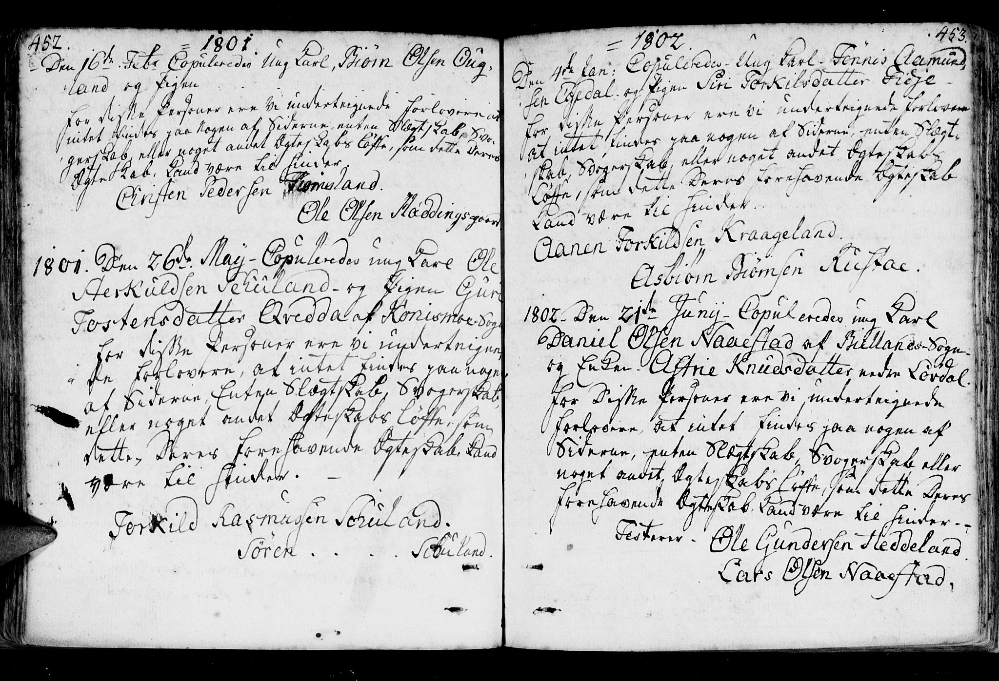 Holum sokneprestkontor, SAK/1111-0022/F/Fa/Fab/L0004: Parish register (official) no. A 4, 1774-1847, p. 452-453