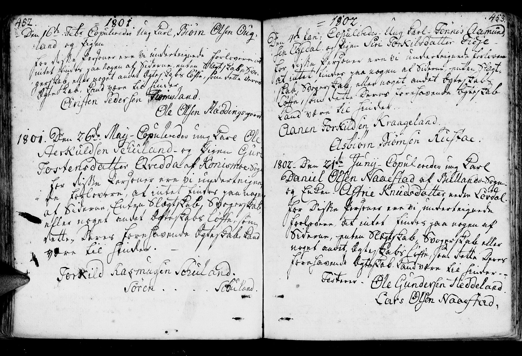 Holum sokneprestkontor, AV/SAK-1111-0022/F/Fa/Fab/L0004: Parish register (official) no. A 4, 1774-1847, p. 452-453