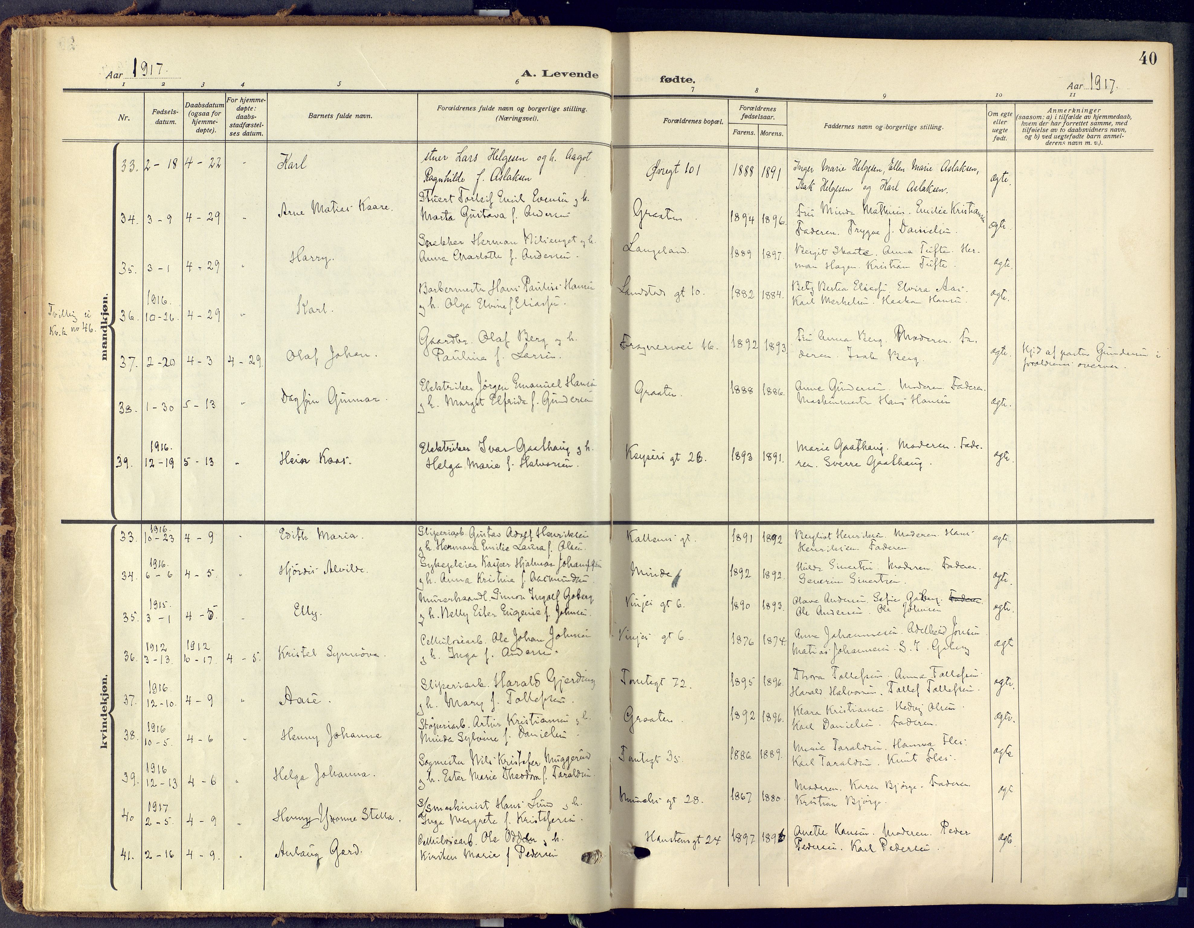 Skien kirkebøker, SAKO/A-302/F/Fa/L0013: Parish register (official) no. 13, 1915-1921, p. 40