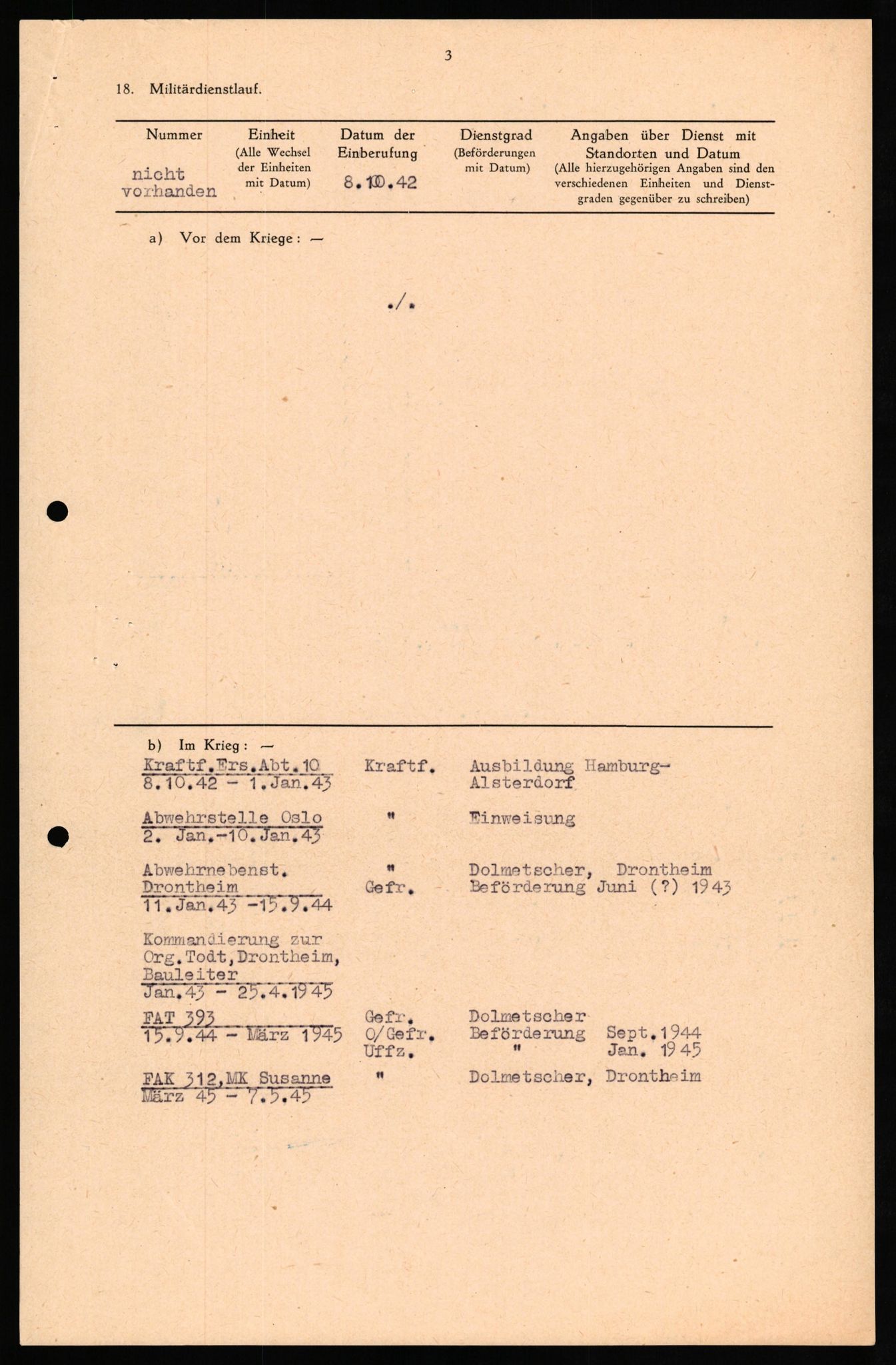 Forsvaret, Forsvarets overkommando II, AV/RA-RAFA-3915/D/Db/L0030: CI Questionaires. Tyske okkupasjonsstyrker i Norge. Tyskere., 1945-1946, p. 209