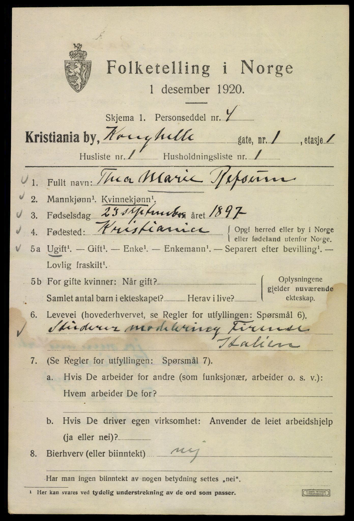 SAO, 1920 census for Kristiania, 1920, p. 346743