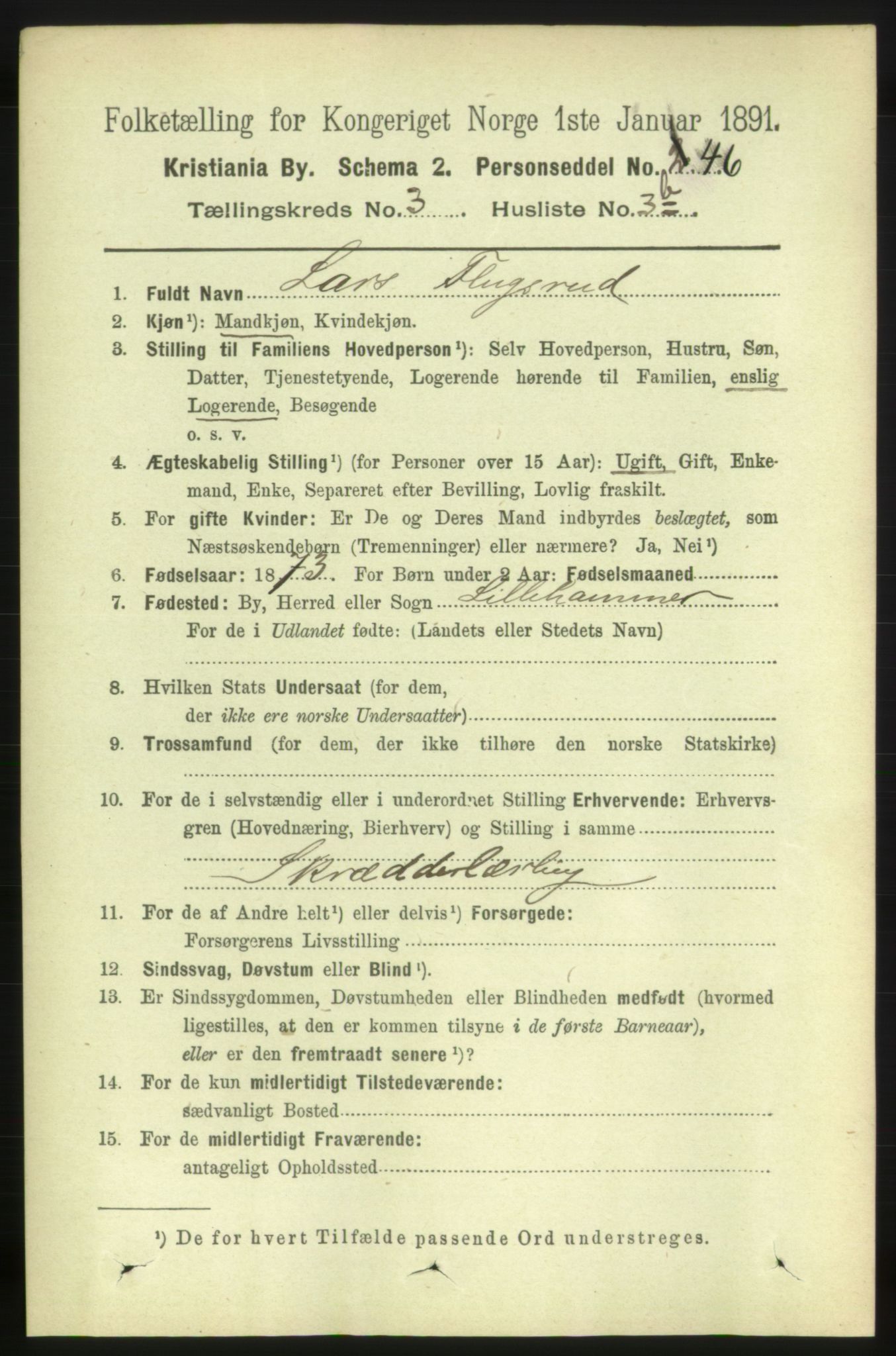 RA, 1891 census for 0301 Kristiania, 1891, p. 1302