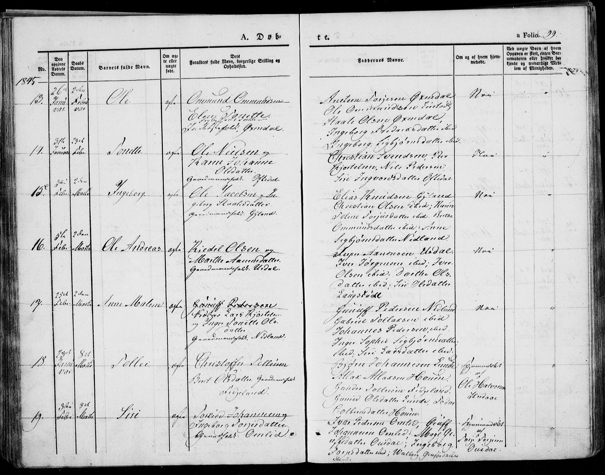 Bakke sokneprestkontor, AV/SAK-1111-0002/F/Fa/Faa/L0004: Parish register (official) no. A 4, 1834-1846, p. 99
