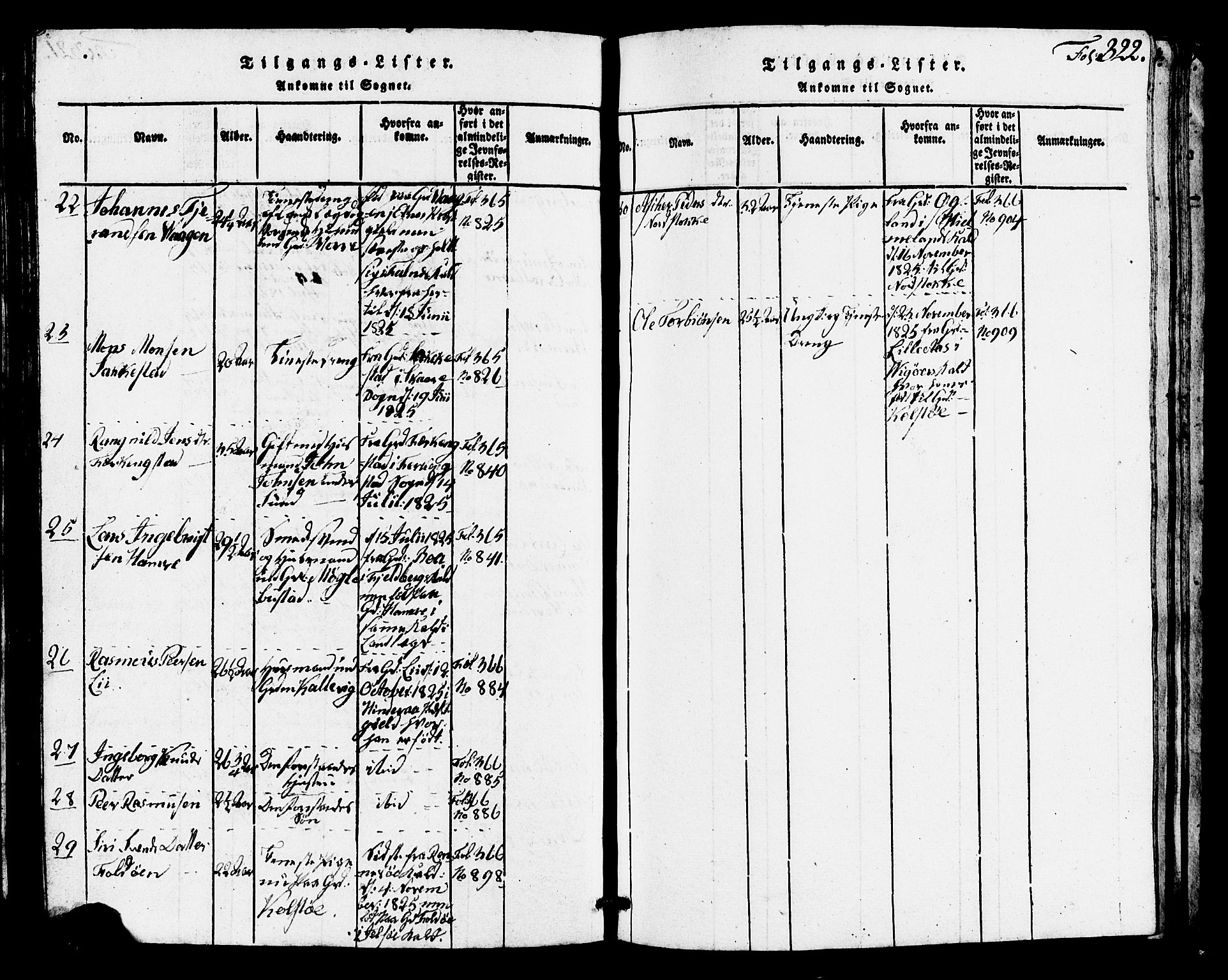 Avaldsnes sokneprestkontor, AV/SAST-A -101851/H/Ha/Hab/L0001: Parish register (copy) no. B 1, 1816-1825, p. 322