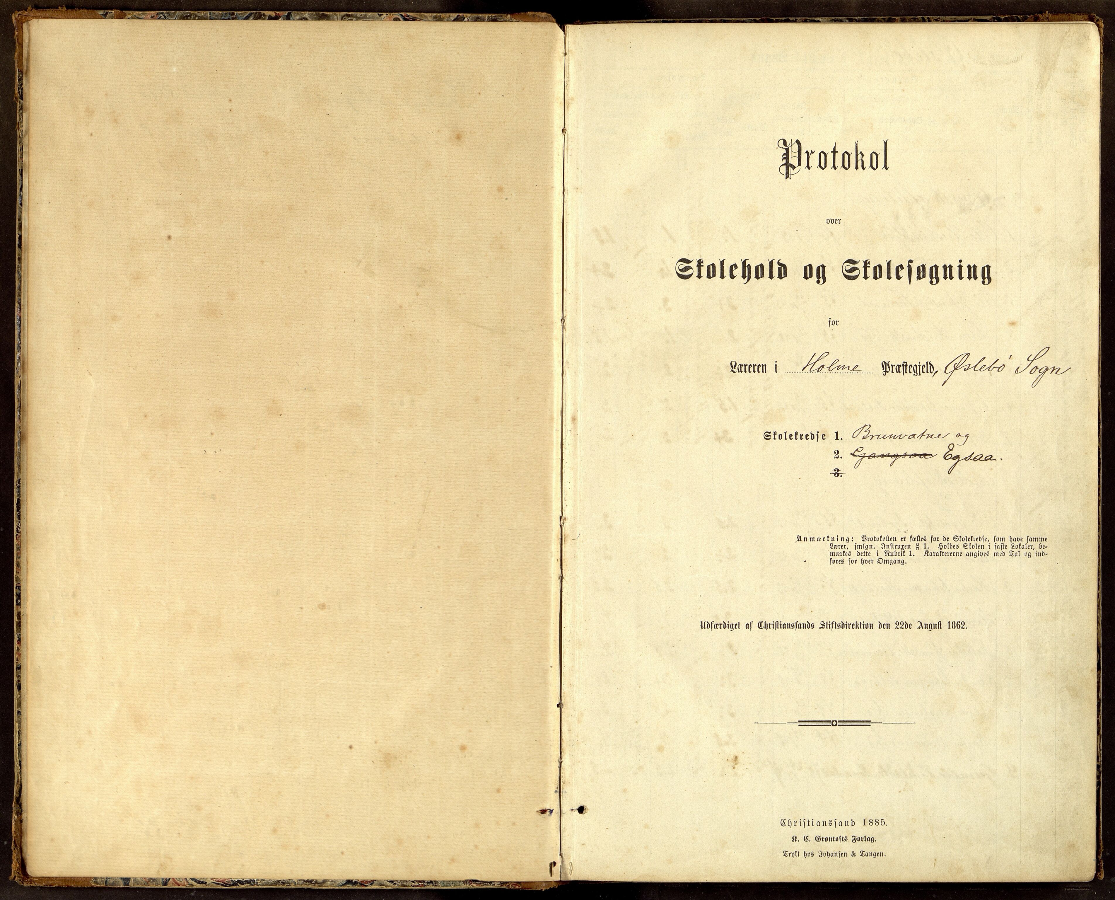 Øyslebø kommune - Brunvatne Skole, ARKSOR/1021ØY554/H/L0001: Protokoll
(Eiksås 1890 - 1910, Gangså 1887 - 1890), 1887-1910